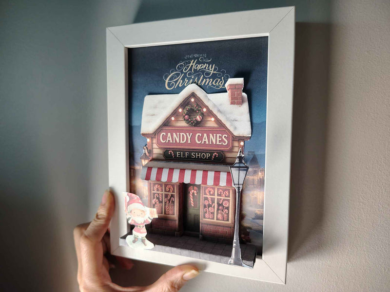 DIY Christmas Shop 3D Card Template: Printable 5x7 Photo Frame (Digital Download)