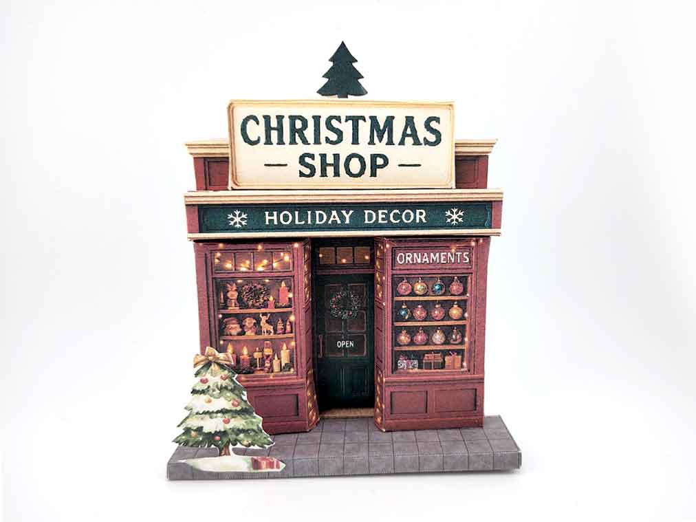 PickScene Christmas  shop on street 5x7 photo frame with background for DIY a Christmas presents to be a crafting xmas card