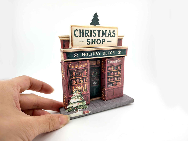 DIY Christmas Shop 3D Card Template: Printable 5x7 Photo Frame (Digital Download)