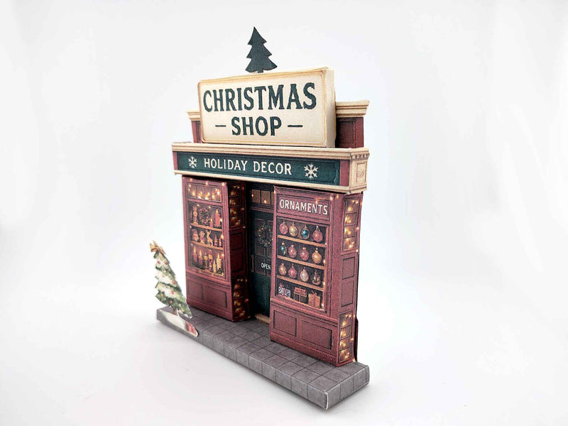 DIY Christmas Shop 3D Card Template: Printable 5x7 Photo Frame (Digital Download)