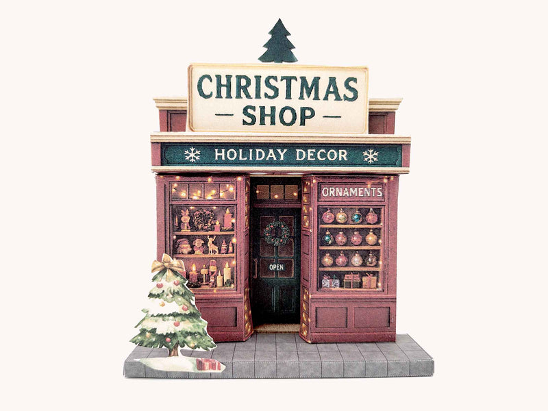 DIY Christmas Shop 3D Card Template: Printable 5x7 Photo Frame (Digital Download)