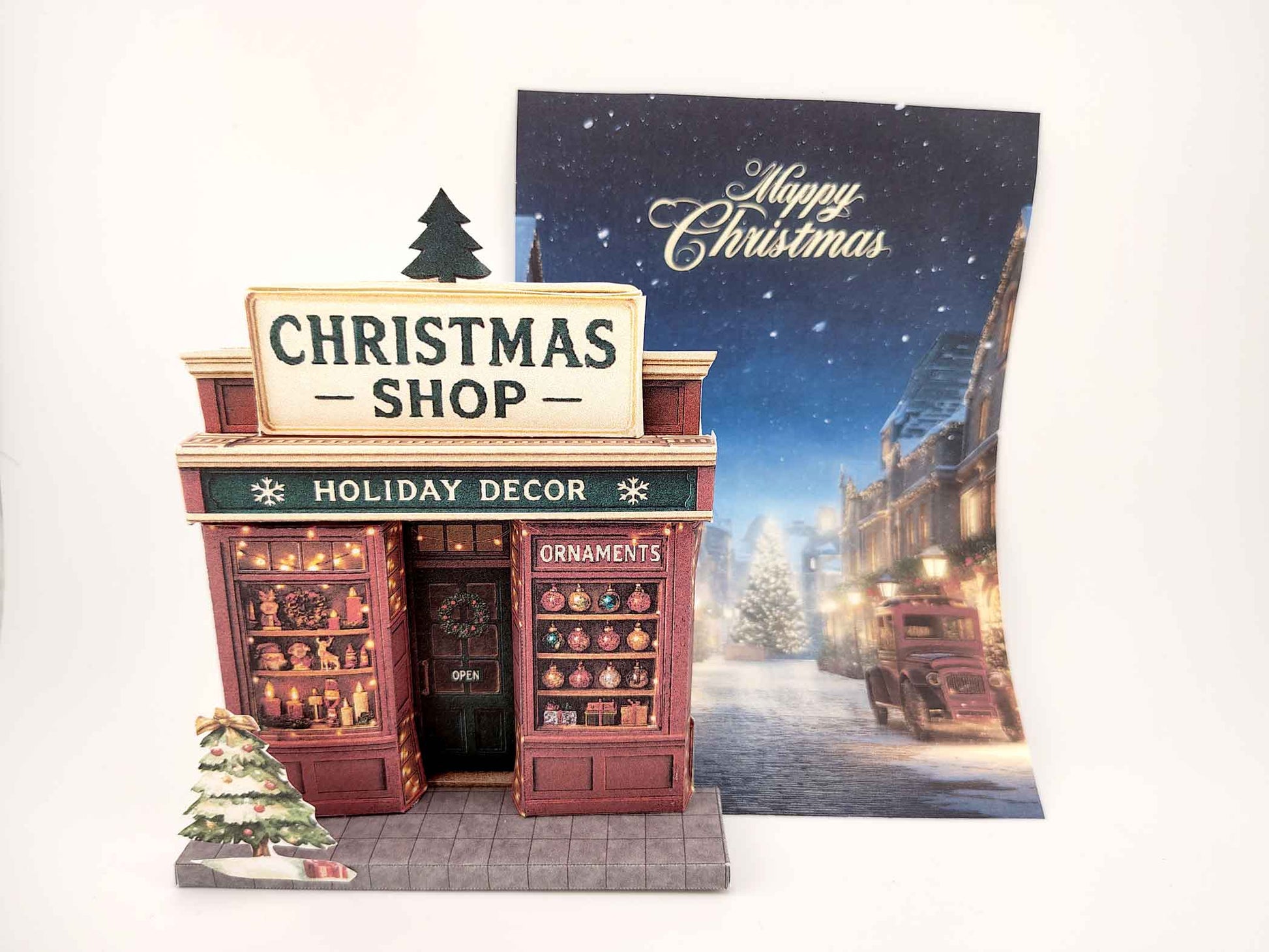 PickScene Christmas  shop on street 5x7 photo frame with background for DIY a Christmas presents to be a crafting xmas card