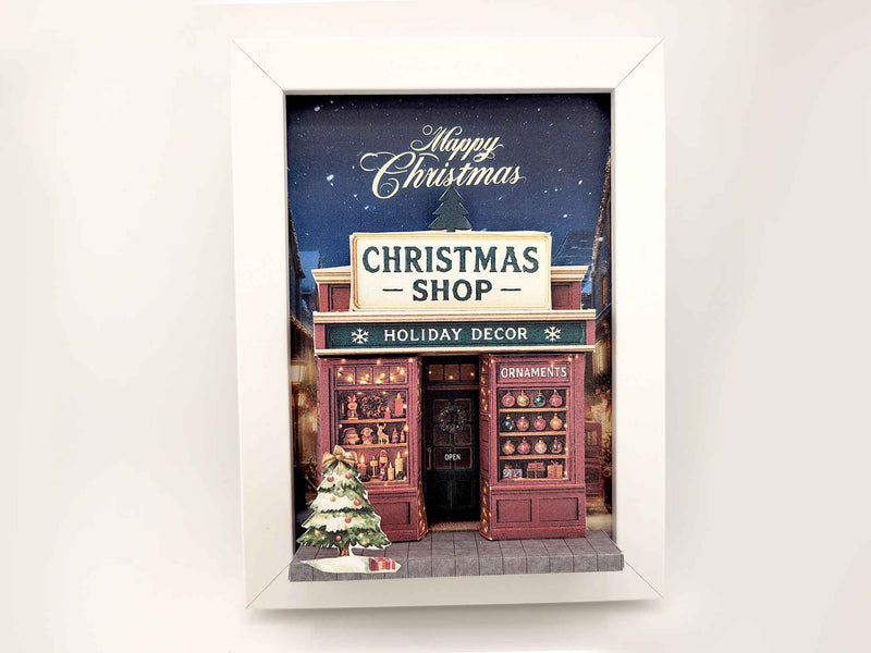 DIY Christmas Shop 3D Card Template: Printable 5x7 Photo Frame (Digital Download)
