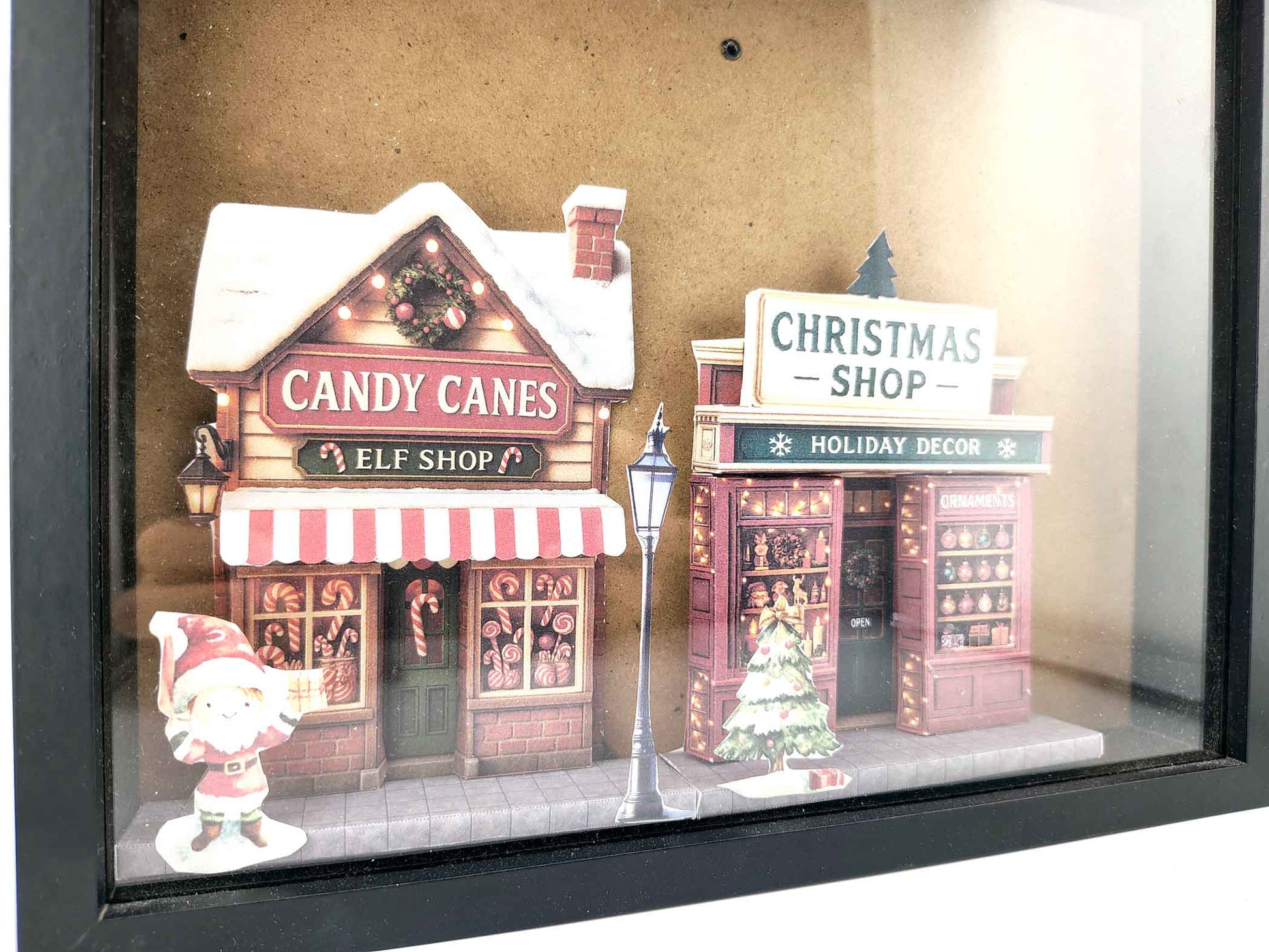 PickScene Christmas elf Candy Canes shop on street 5x7 photo frame with background for DIY a Christmas presents to be a crafting xmas card