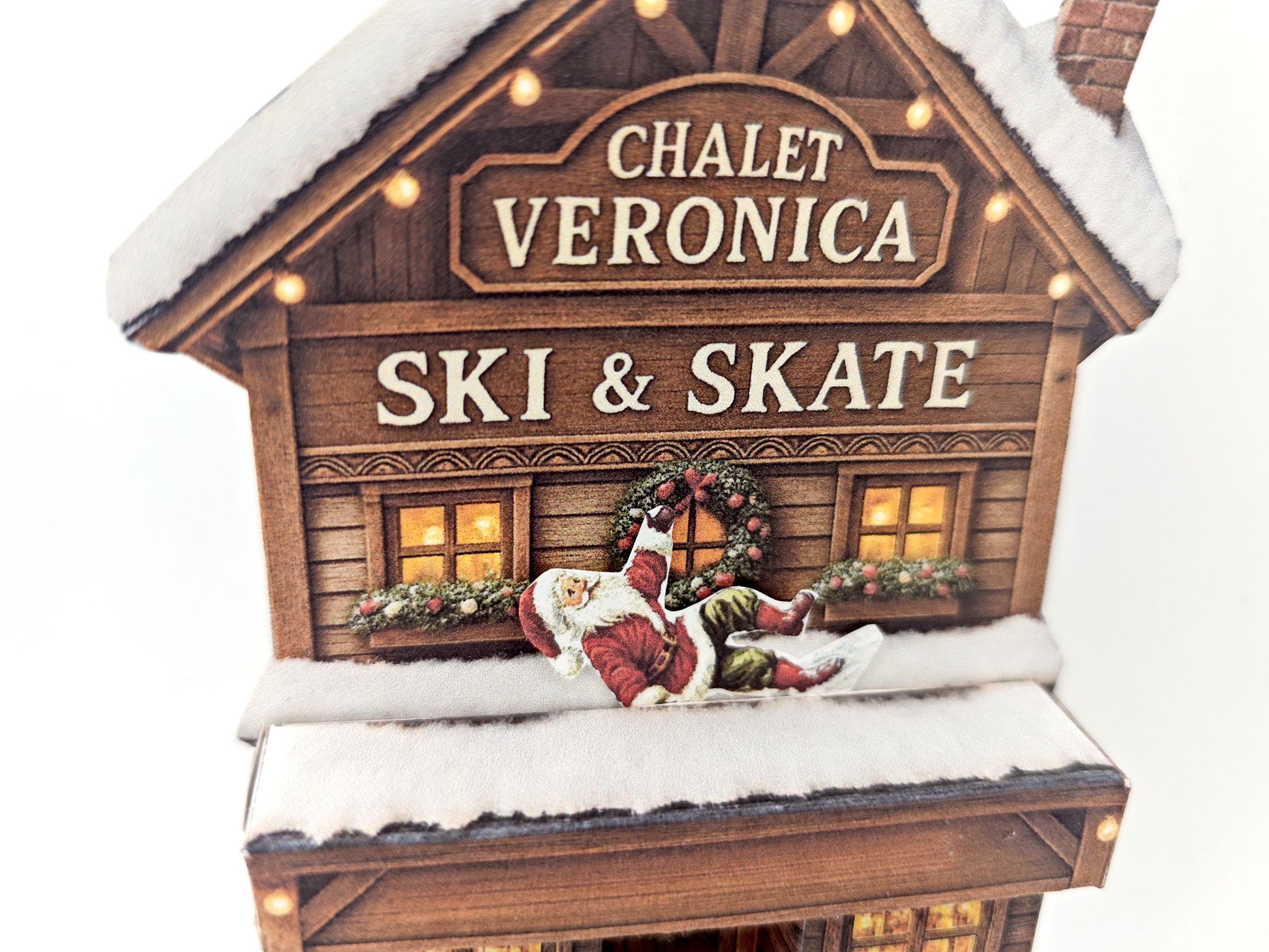 Ski & Skate Christmas Chalet — 7x5 Photo Frame Miniature Shop DIY Craft Kit for Winter & Ski Lovers