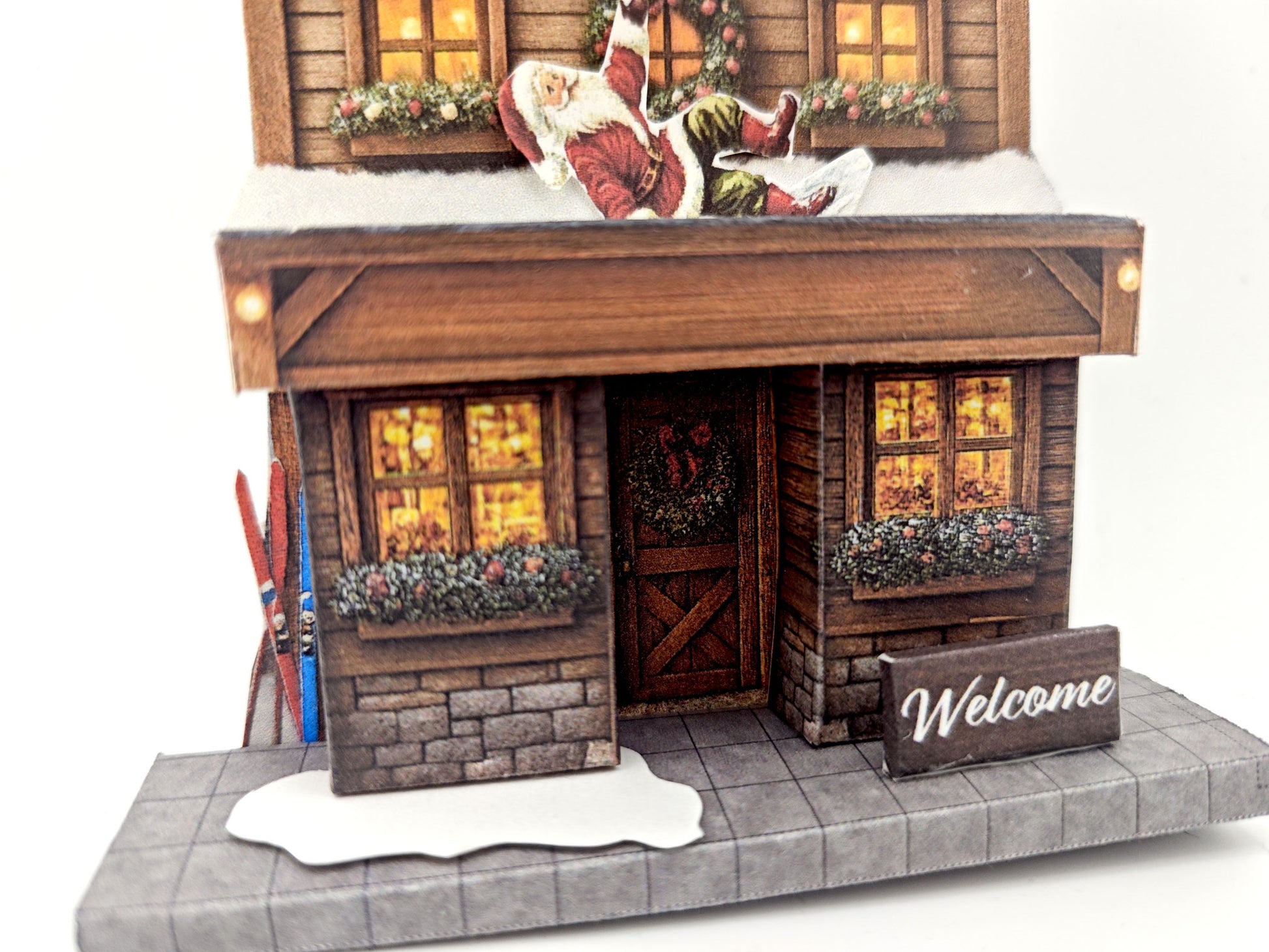 Ski & Skate Christmas Chalet — 7x5 Photo Frame Miniature Shop DIY Craft Kit for Winter & Ski Lovers