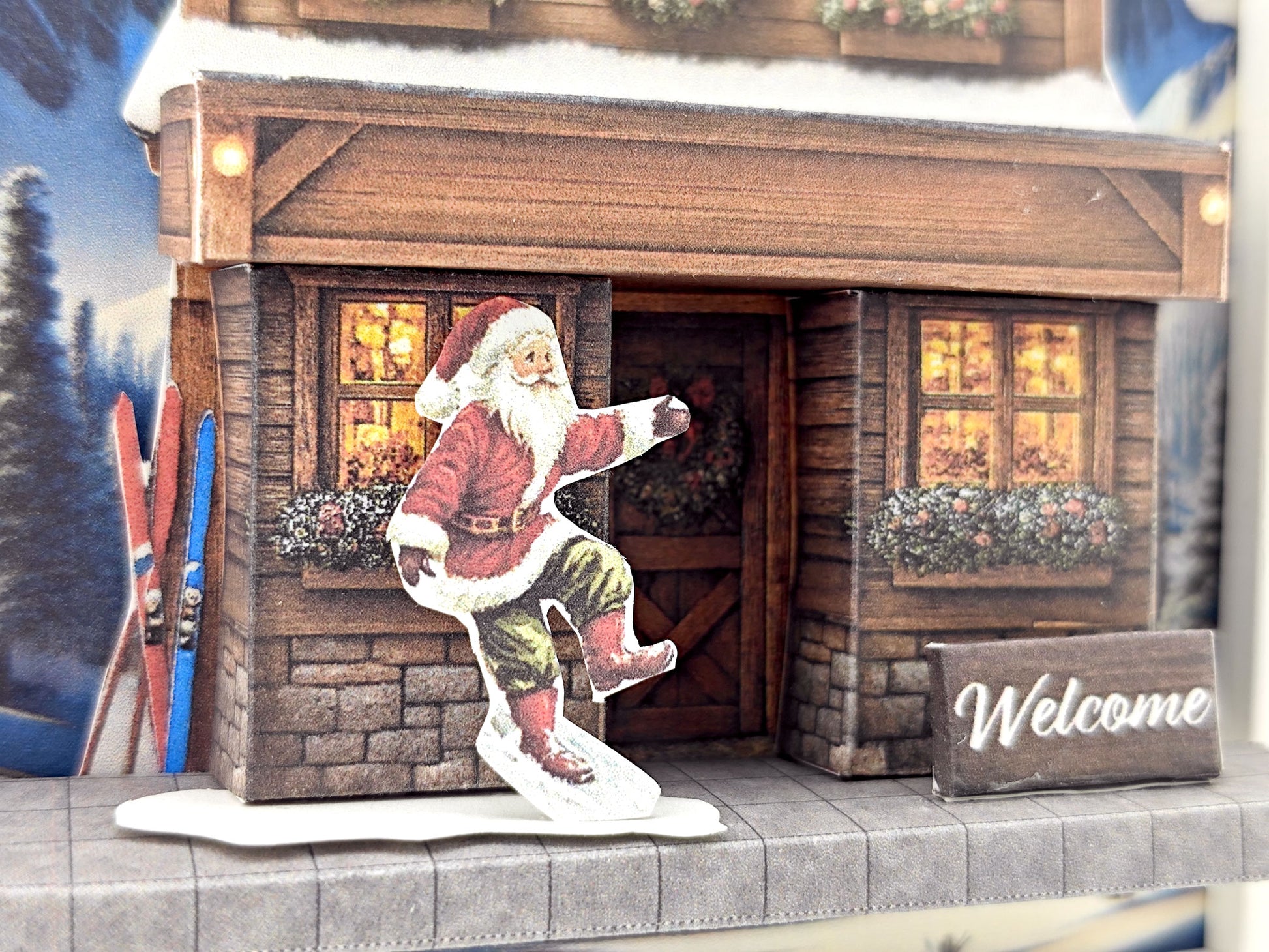 Ski & Skate Christmas Chalet — 7x5 Photo Frame Miniature Shop DIY Craft Kit for Winter & Ski Lovers