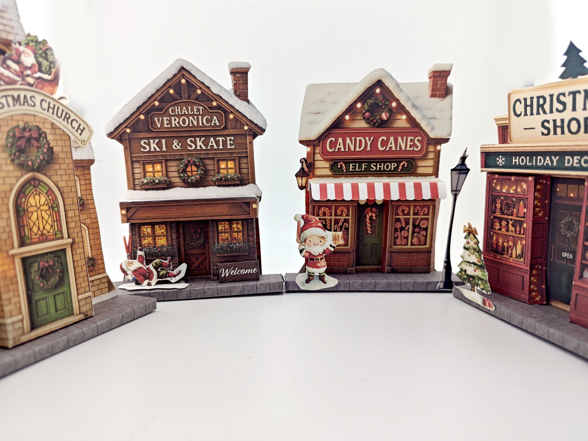 Ski & Skate Christmas Chalet — 7x5 Photo Frame Miniature Shop DIY Craft Kit for Winter & Ski Lovers