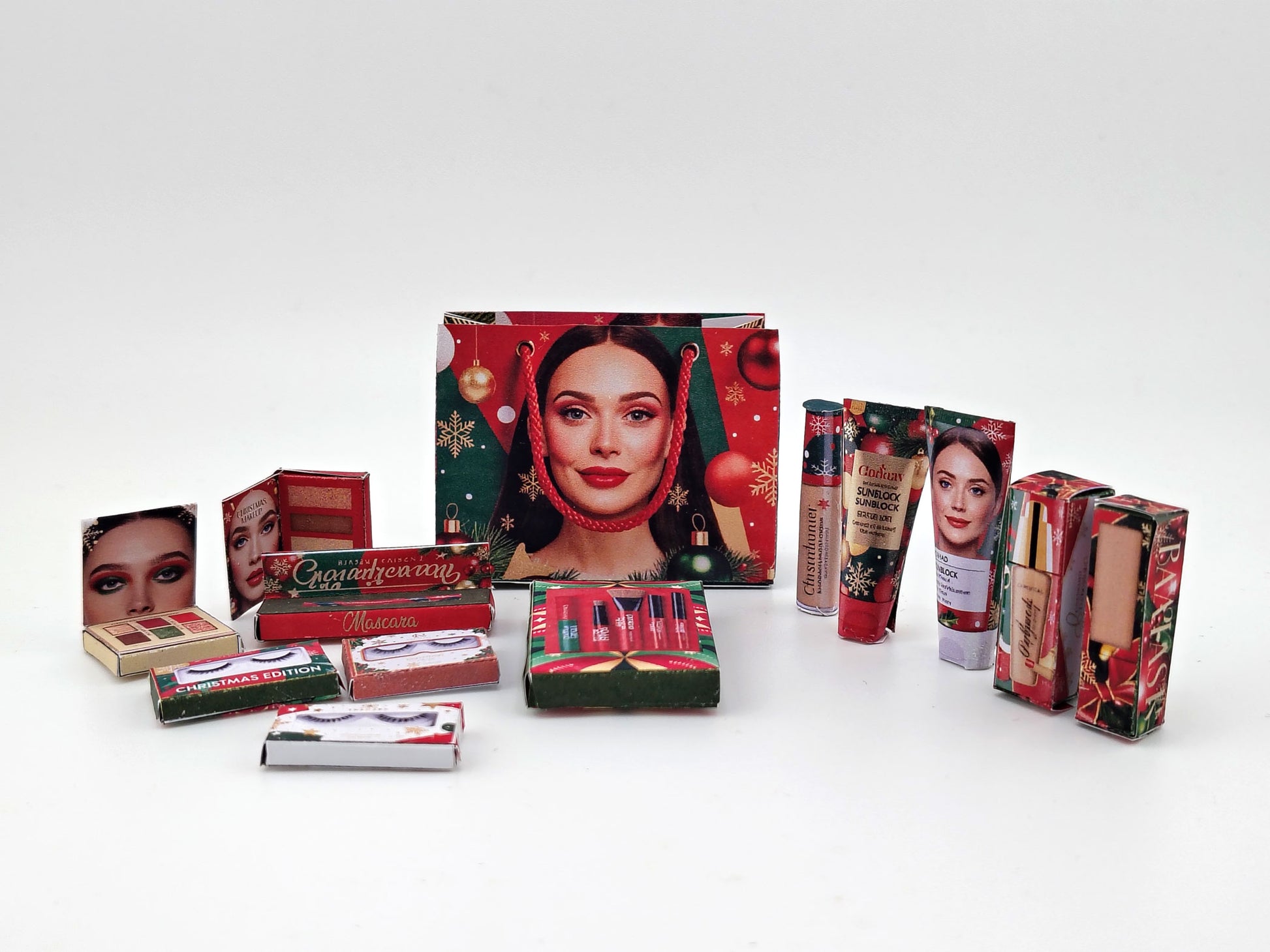 Christmas Make Up 13 styles xmas gift present for dollhouse Christmas setting or gift 1:6 and 1:12, Festival cosmetic tools