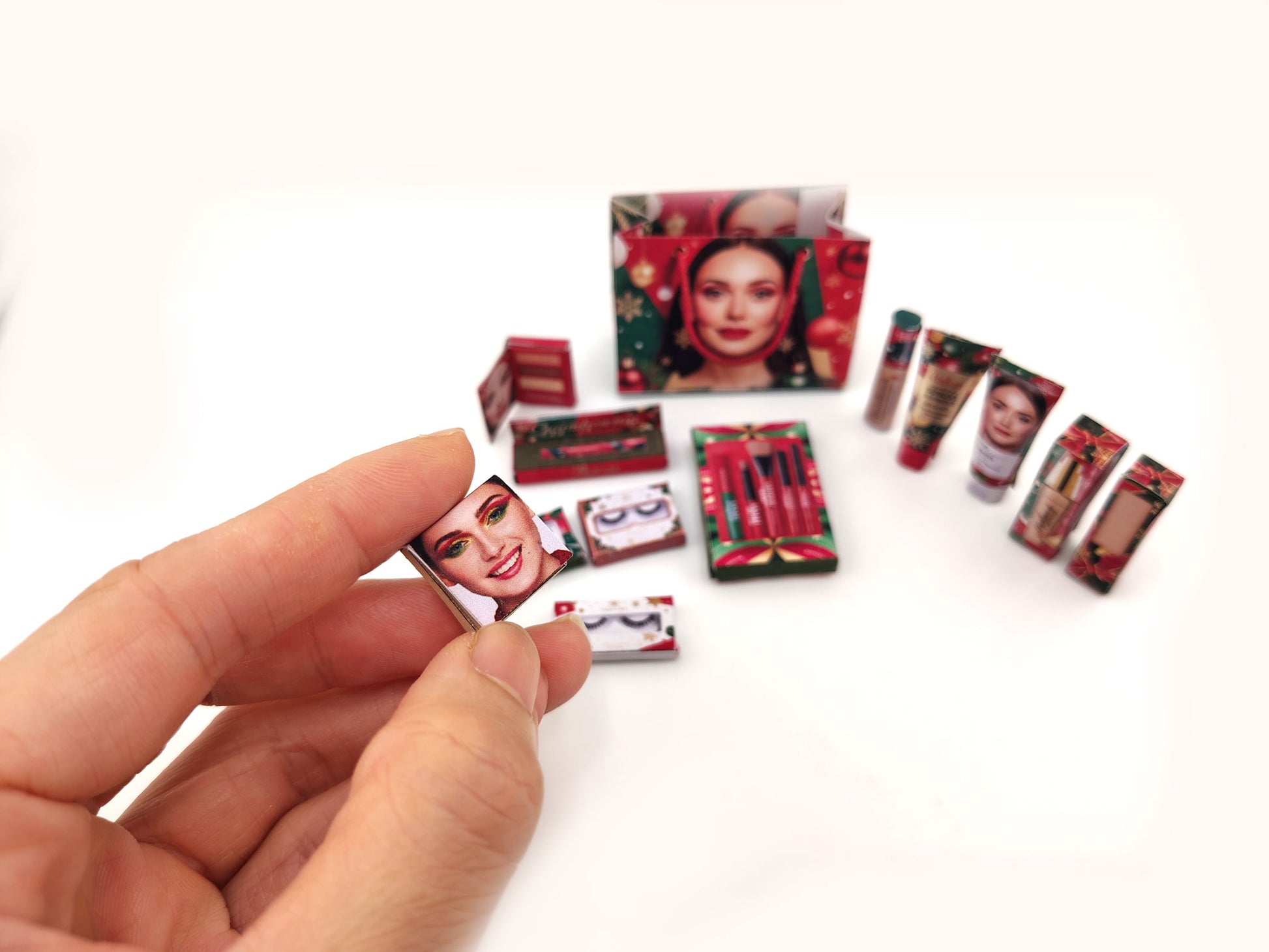 Christmas Make Up 13 styles xmas gift present for dollhouse Christmas setting or gift 1:6 and 1:12, Festival cosmetic tools