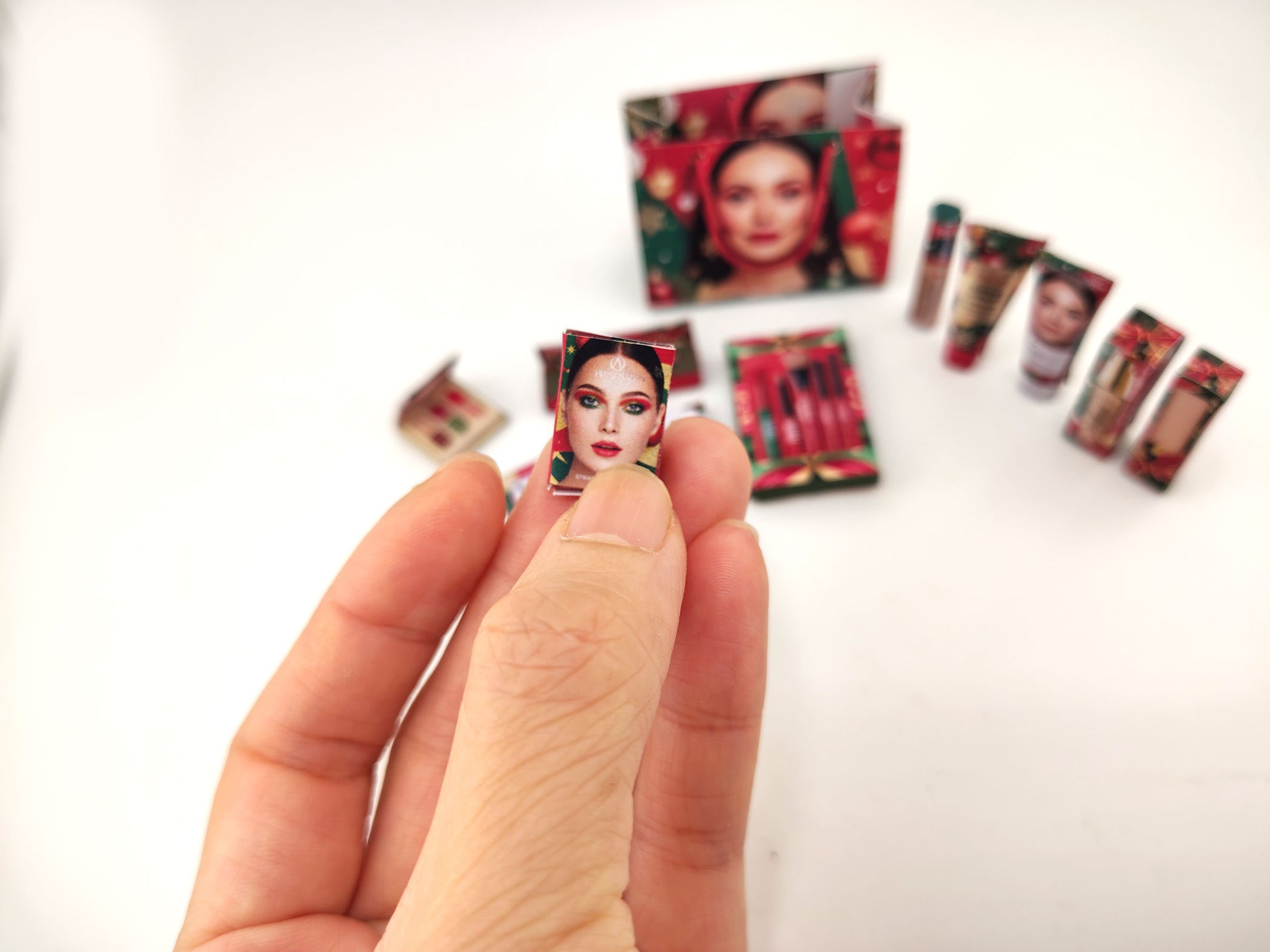 Christmas Make Up 13 styles xmas gift present for dollhouse Christmas setting or gift 1:6 and 1:12, Festival cosmetic tools