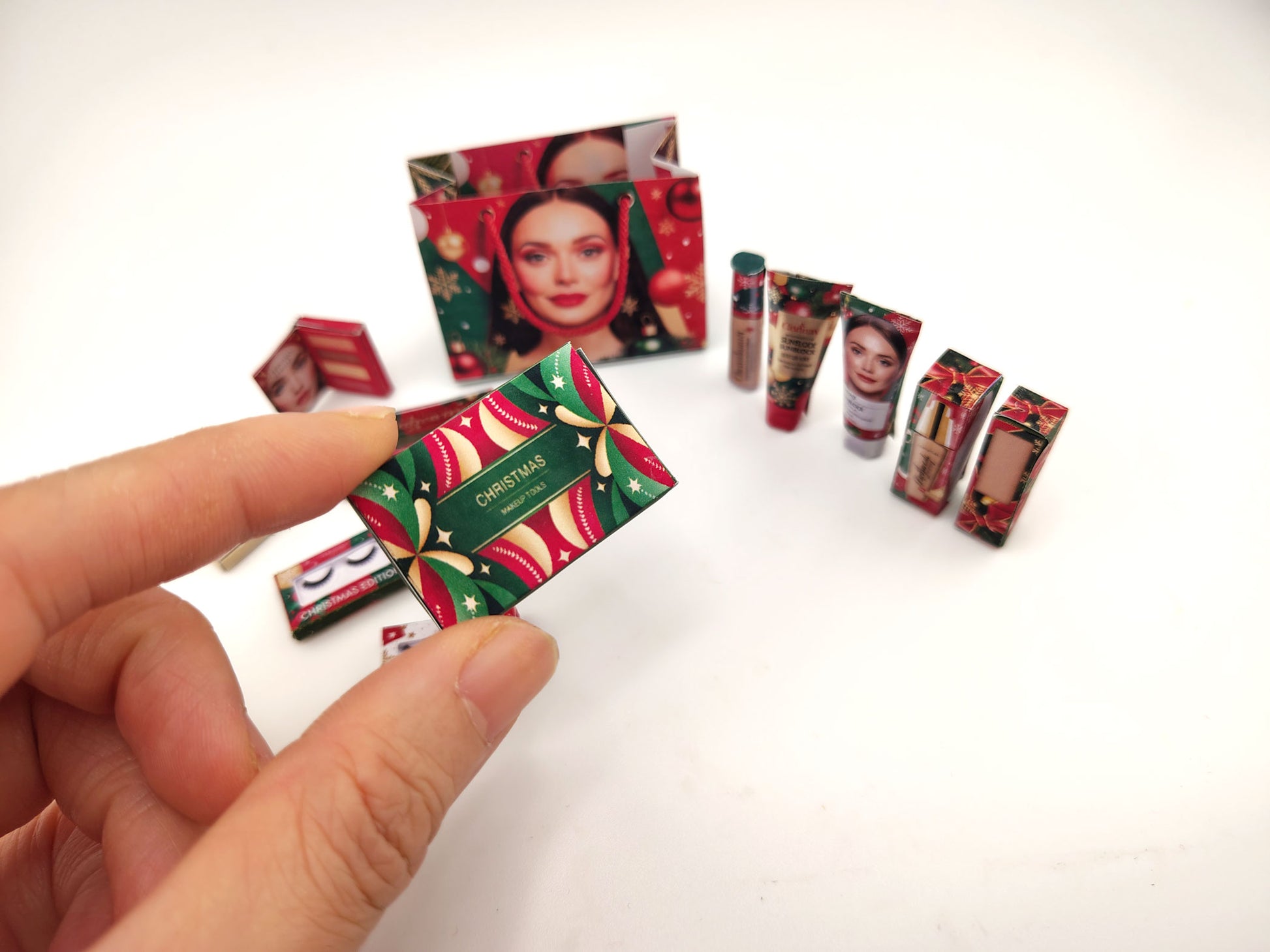 Christmas Make Up 13 styles xmas gift present for dollhouse Christmas setting or gift 1:6 and 1:12, Festival cosmetic tools