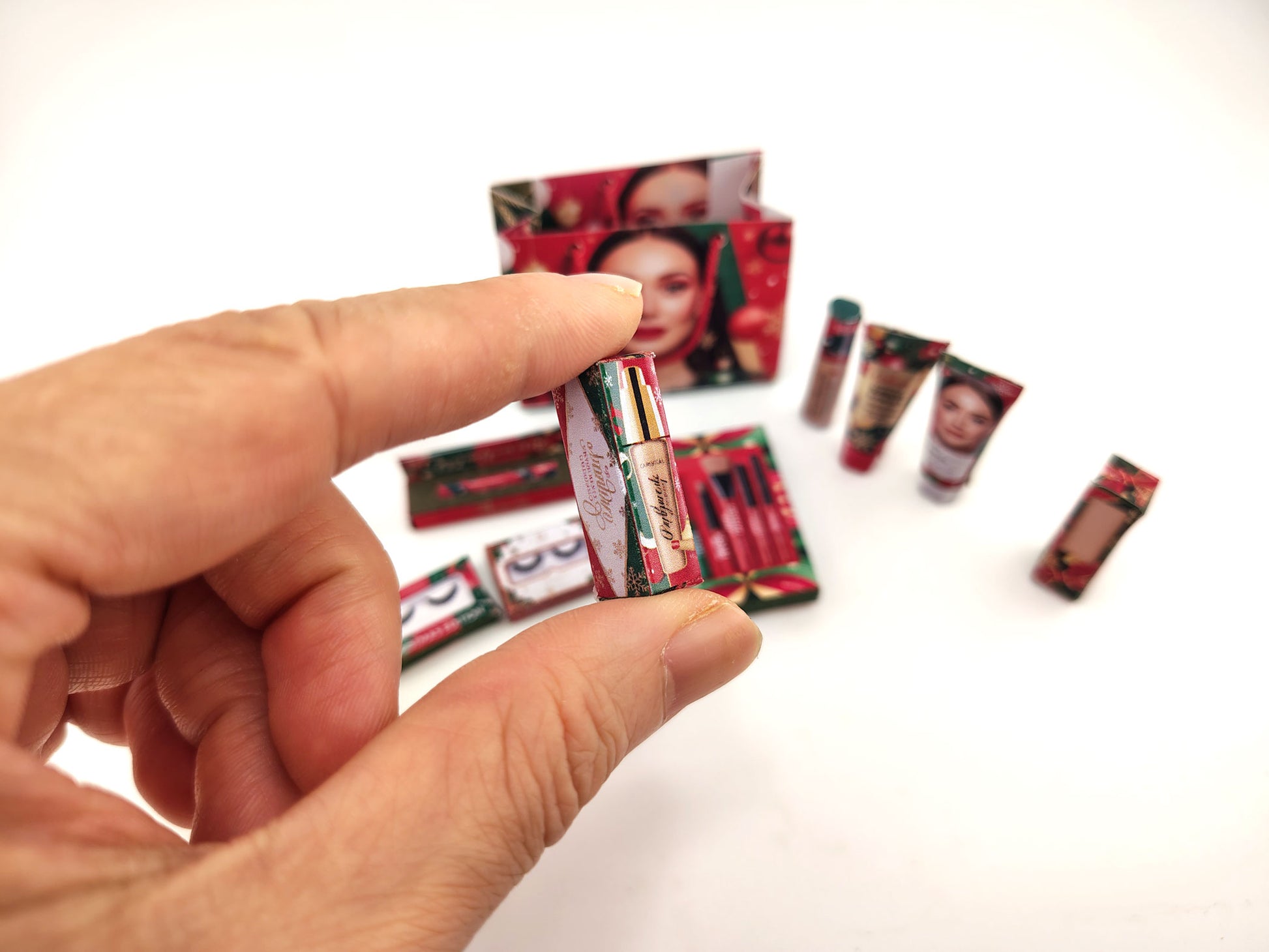 Christmas Make Up 13 styles xmas gift present for dollhouse Christmas setting or gift 1:6 and 1:12, Festival cosmetic tools