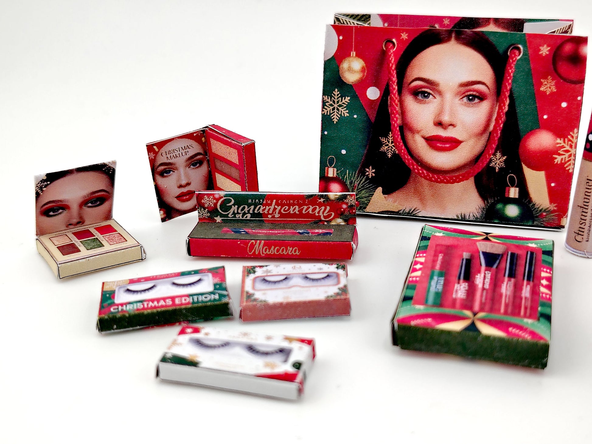 Christmas Make Up 13 styles xmas gift present for dollhouse Christmas setting or gift 1:6 and 1:12, Festival cosmetic tools