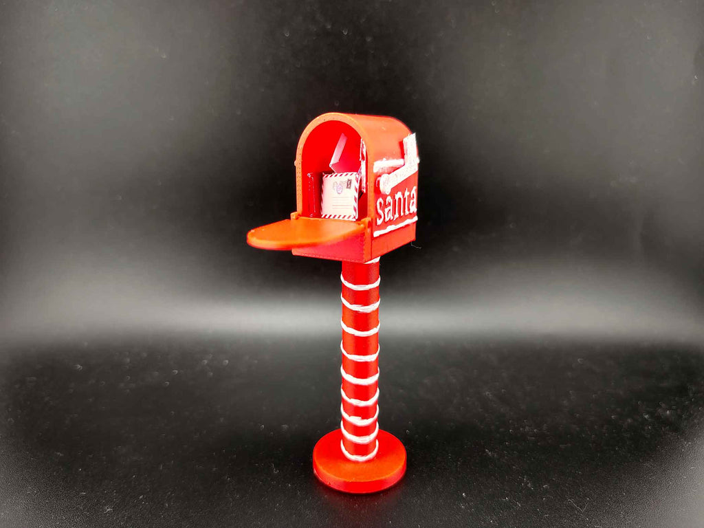 Openable Santa Christmas Mail Box with Envelope and Christmas card for 1:12 dollhouse outdoor decoration, mechanic 3d toy