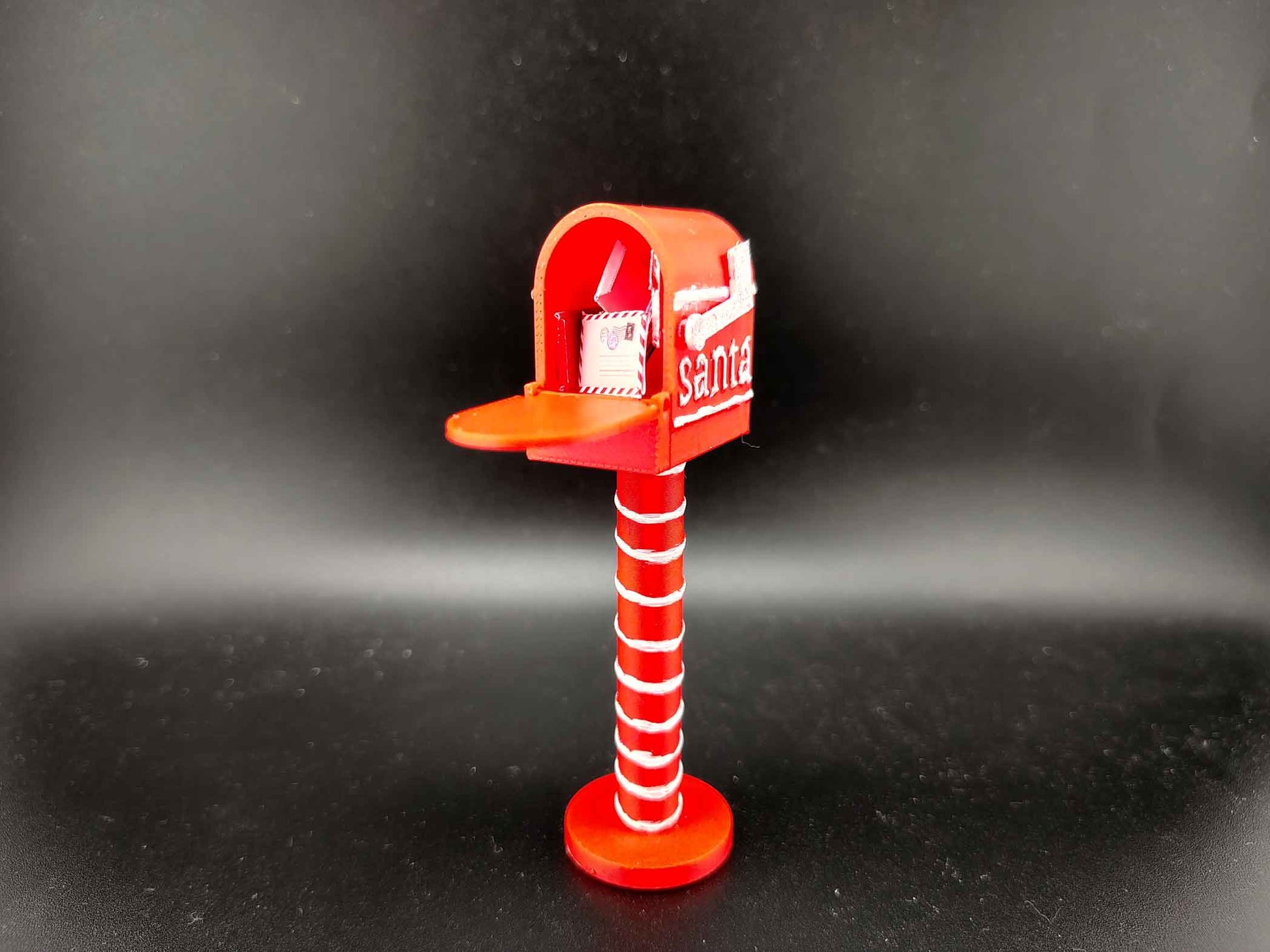 Openable Santa Christmas Mail Box with Envelope and Christmas card for 1:12 dollhouse outdoor decoration, mechanic 3d toy