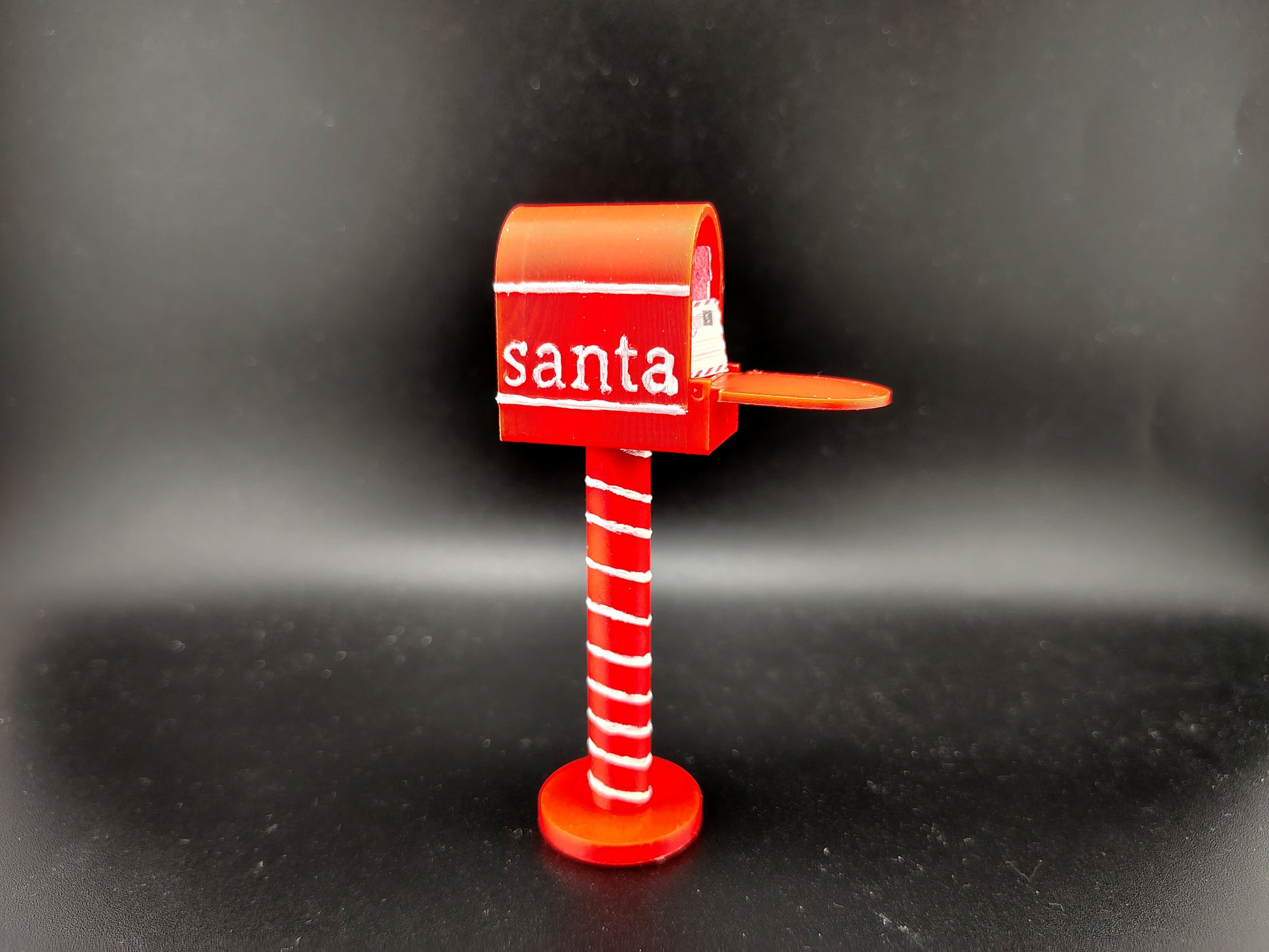 Openable Santa Christmas Mail Box with Envelope and Christmas card for 1:12 dollhouse outdoor decoration, mechanic 3d toy