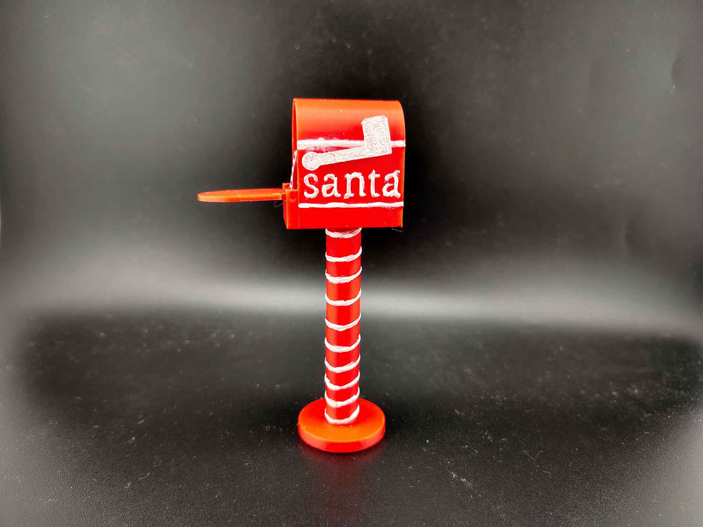 Openable Santa Christmas Mail Box with Envelope and Christmas card for 1:12 dollhouse outdoor decoration, mechanic 3d toy