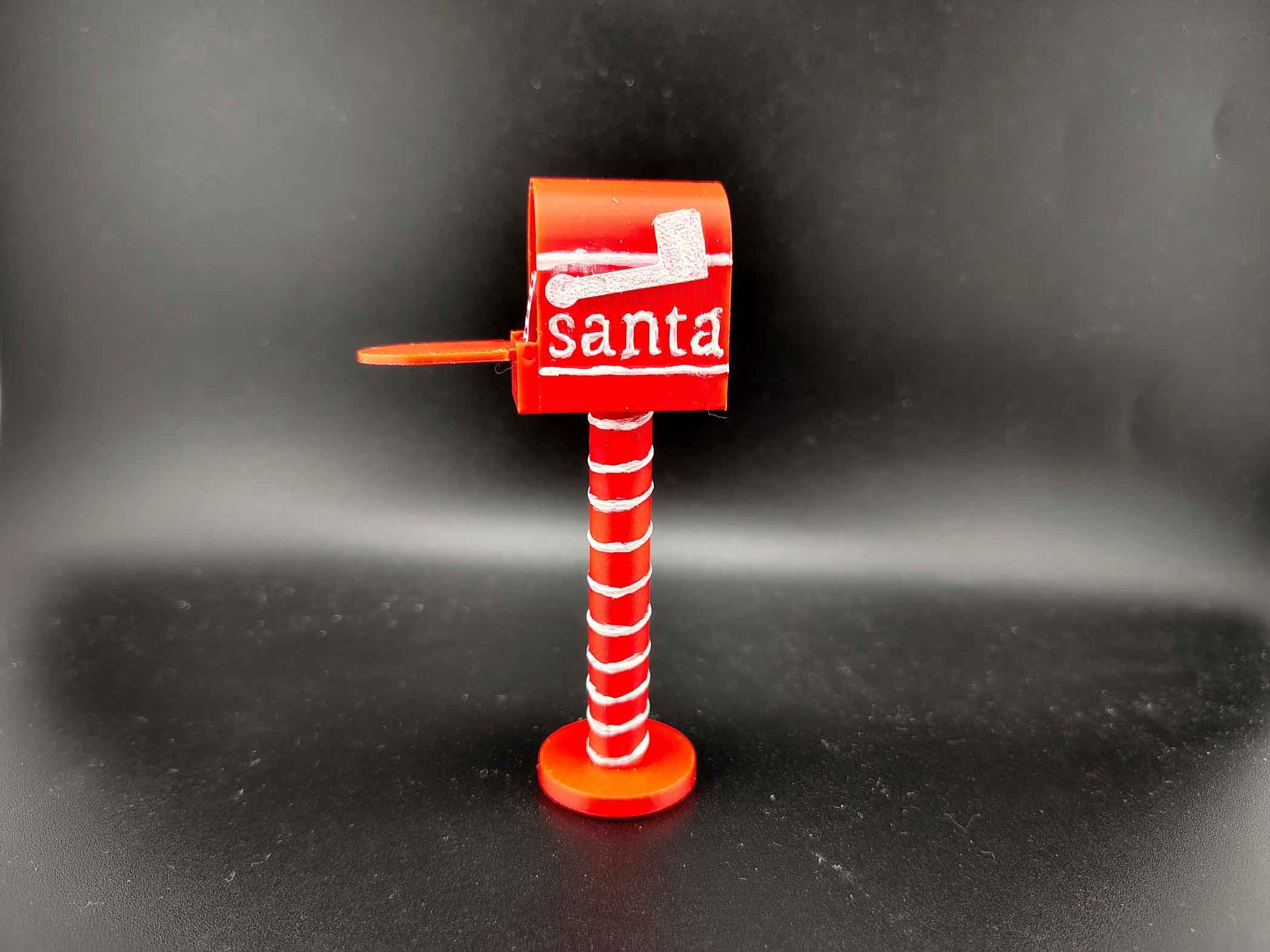 Openable Santa Christmas Mail Box with Envelope and Christmas card for 1:12 dollhouse outdoor decoration, mechanic 3d toy