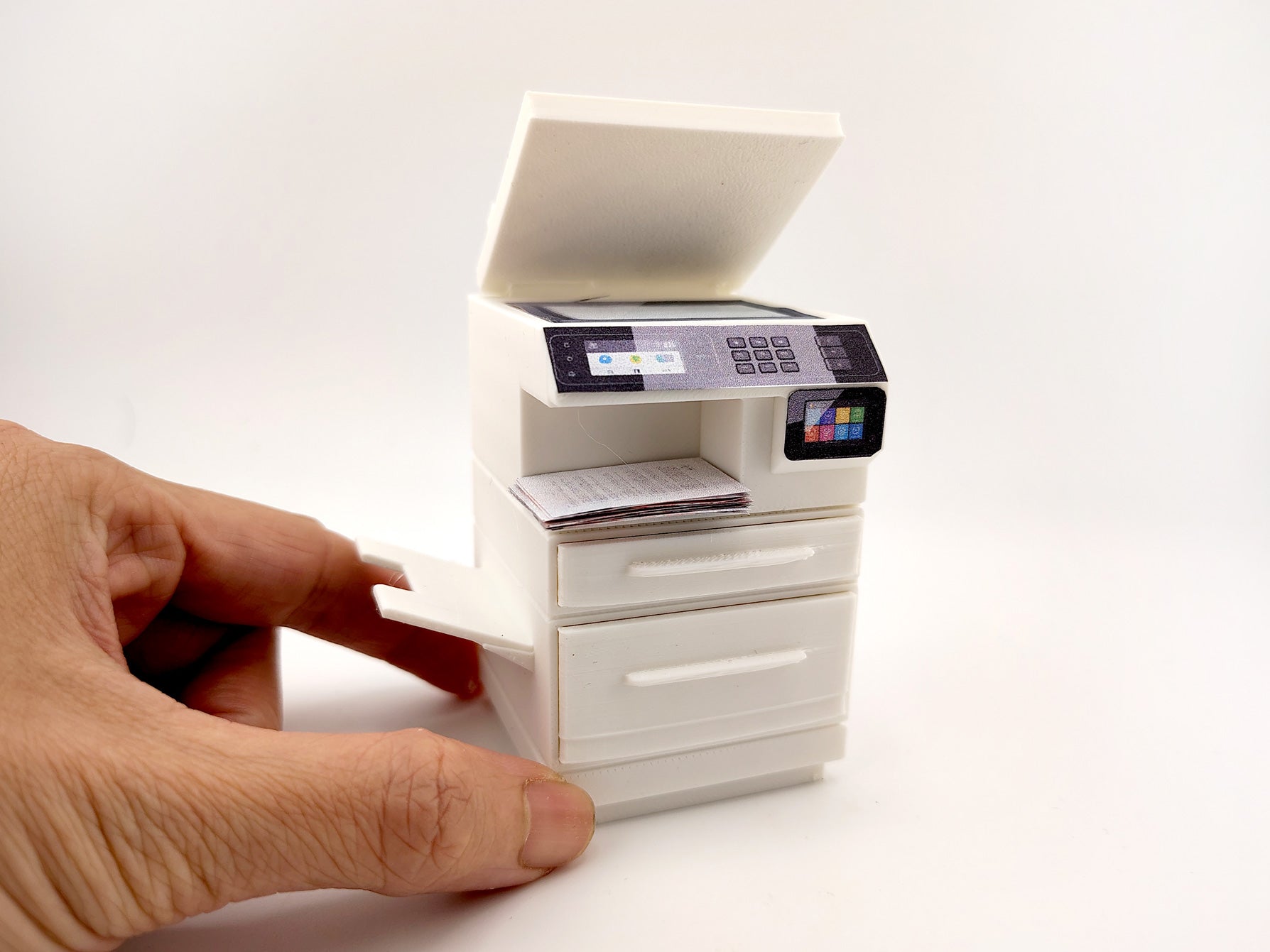 High quality Office Printer STL file for 1:12 dollhouse print and documents included, office equipment, office diorama