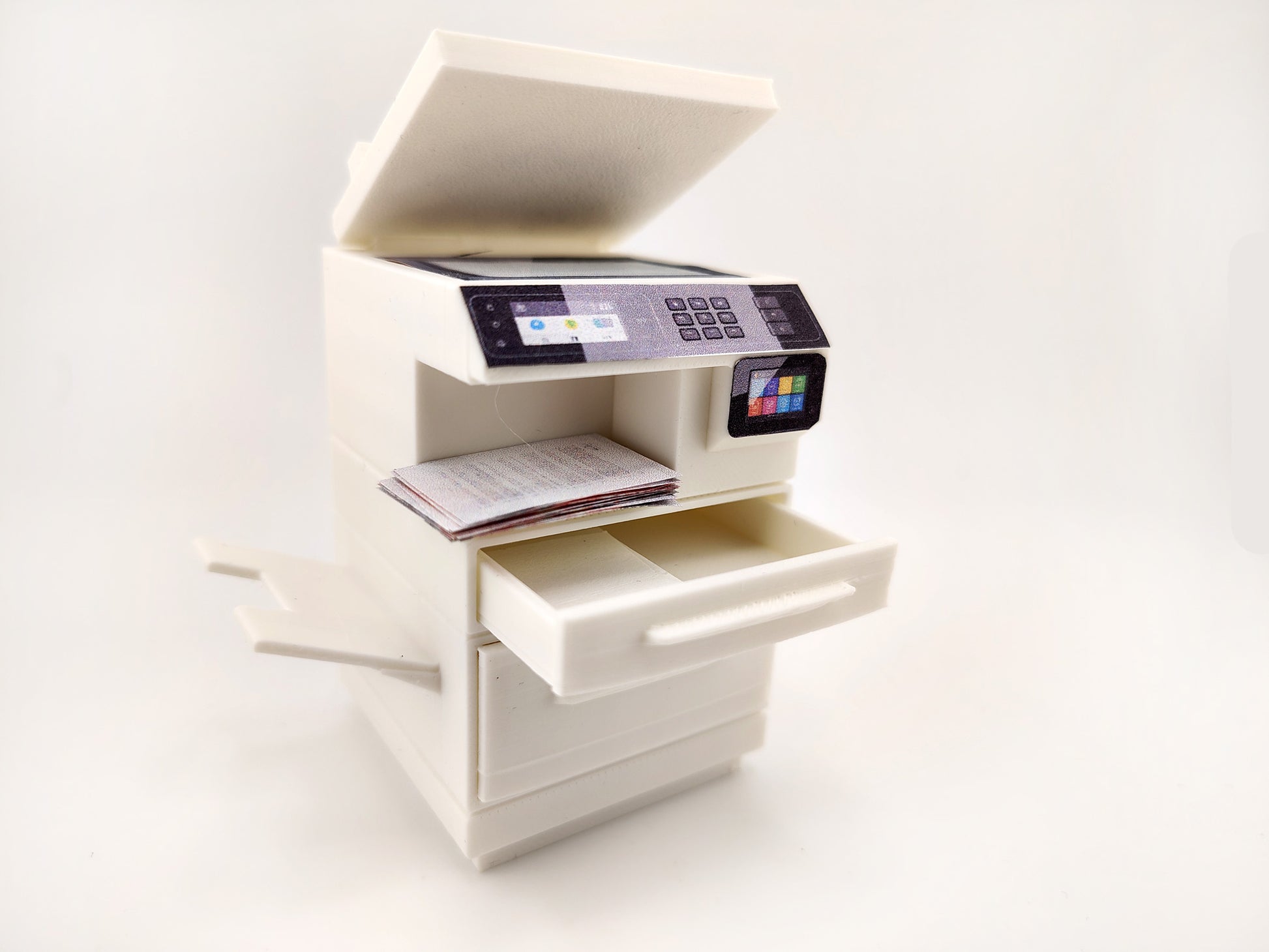 High quality Office Printer STL file for 1:12 dollhouse print and documents included, office equipment, office diorama