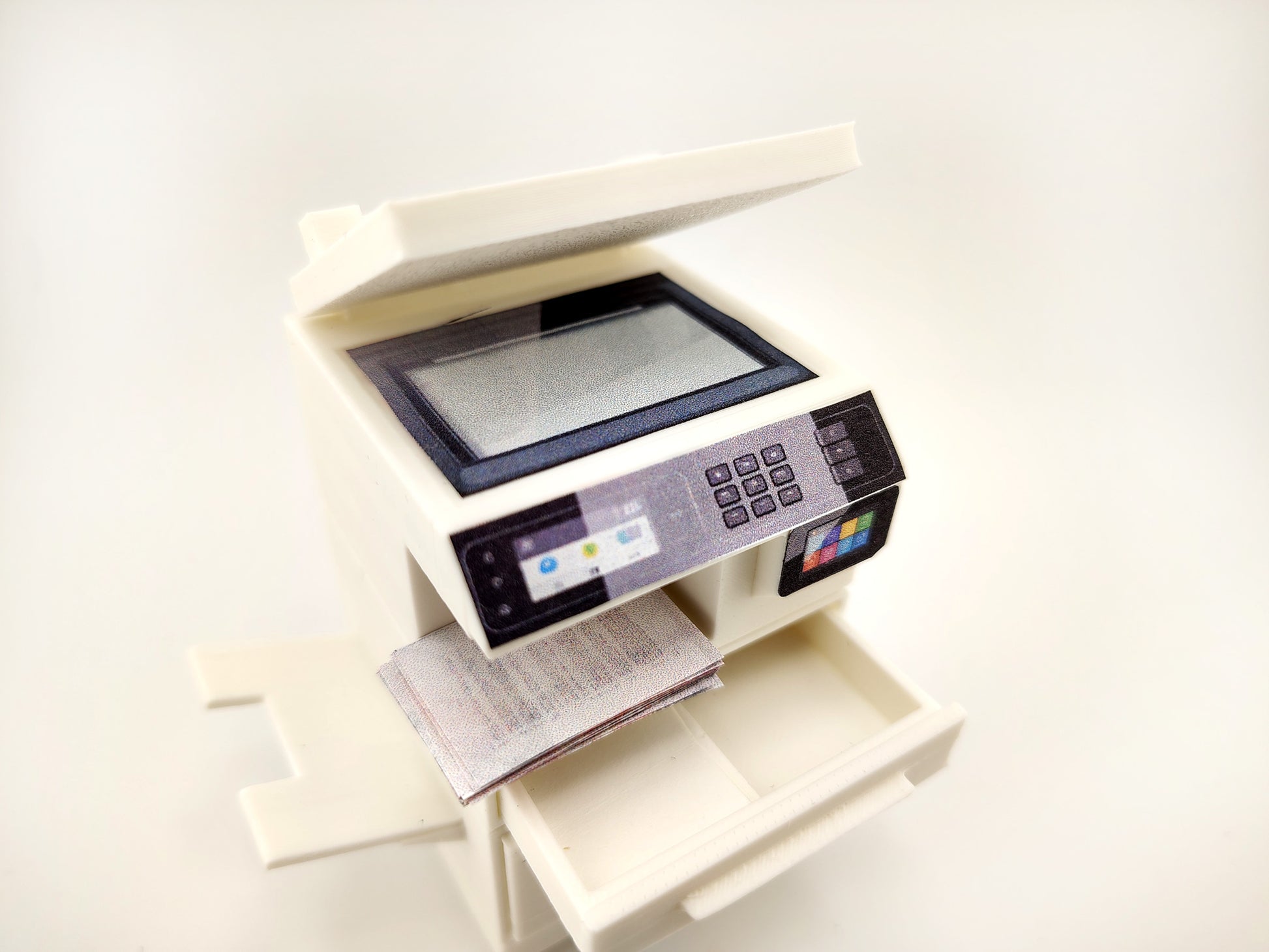 High quality Office Printer STL file for 1:12 dollhouse print and documents included, office equipment, office diorama