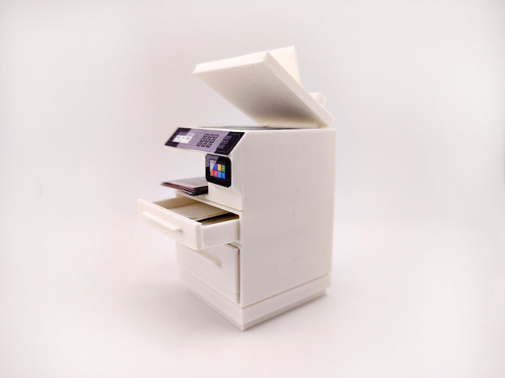 High quality Office Printer STL file for 1:12 dollhouse print and documents included, office equipment, office diorama