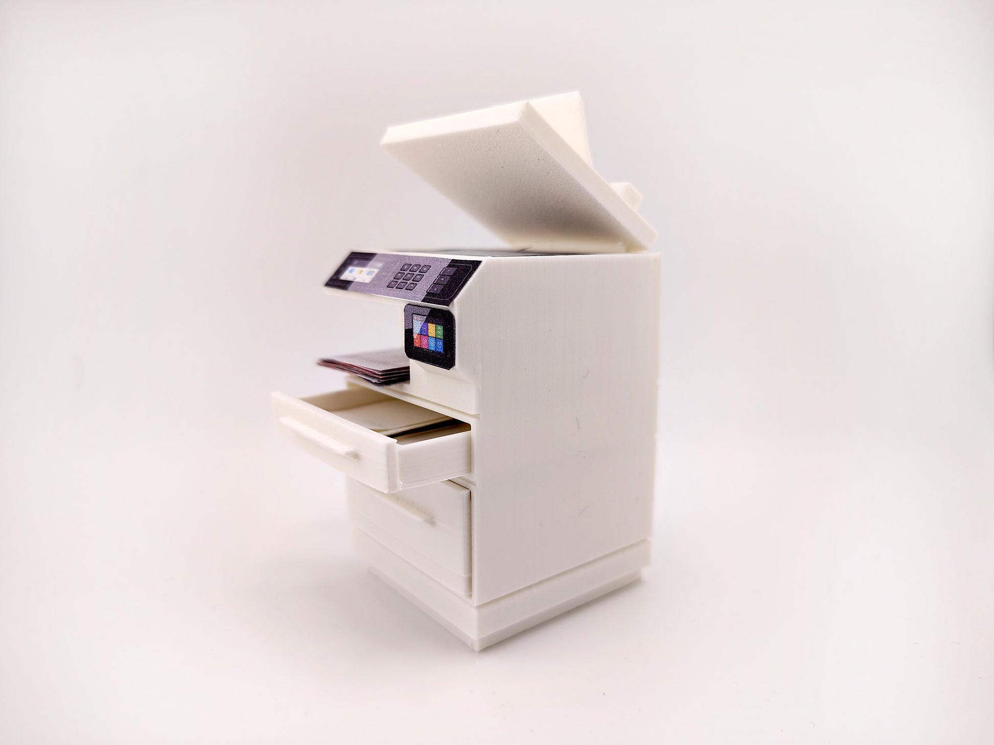 High quality Office Printer STL file for 1:12 dollhouse print and documents included, office equipment, office diorama