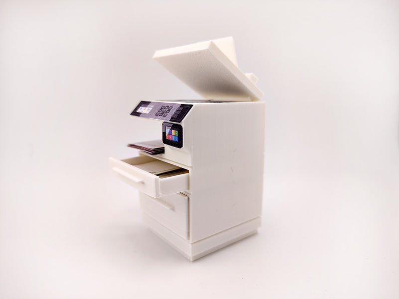 High quality Office Printer STL file for 1:12 dollhouse print and documents included, office equipment, office diorama