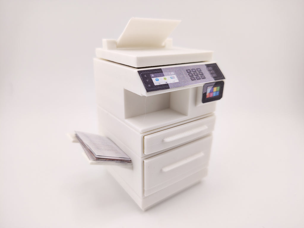 High quality Office Printer STL file for 1:12 dollhouse print and documents included, office equipment, office diorama