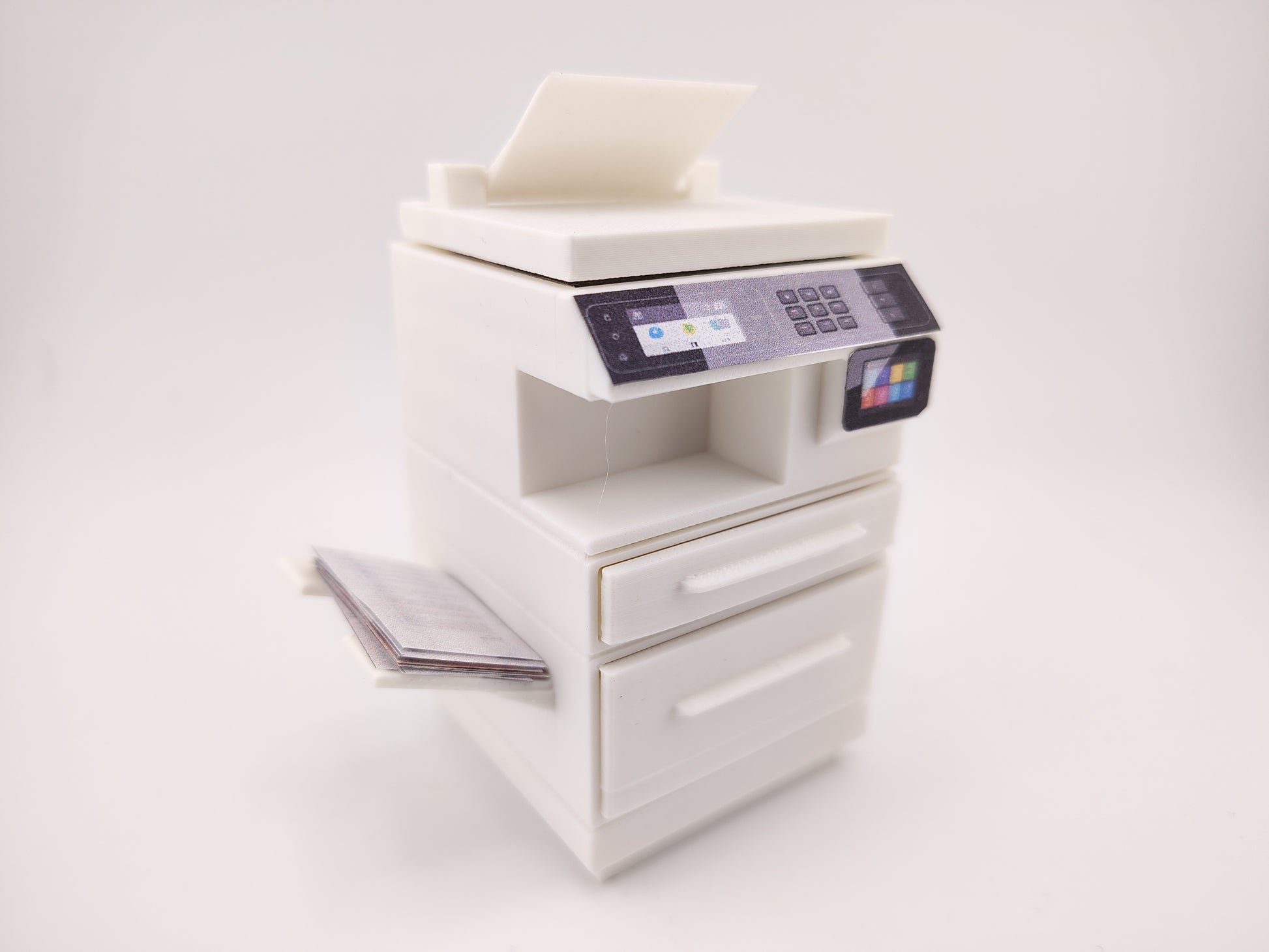 High quality Office Printer STL file for 1:12 dollhouse print and documents included, office equipment, office diorama