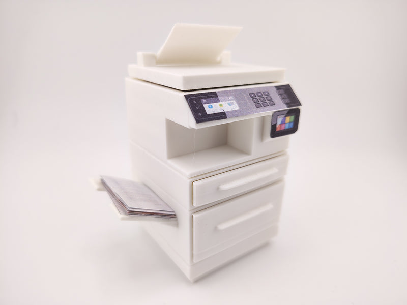 High quality Office Printer STL file for 1:12 dollhouse print and documents included, office equipment, office diorama