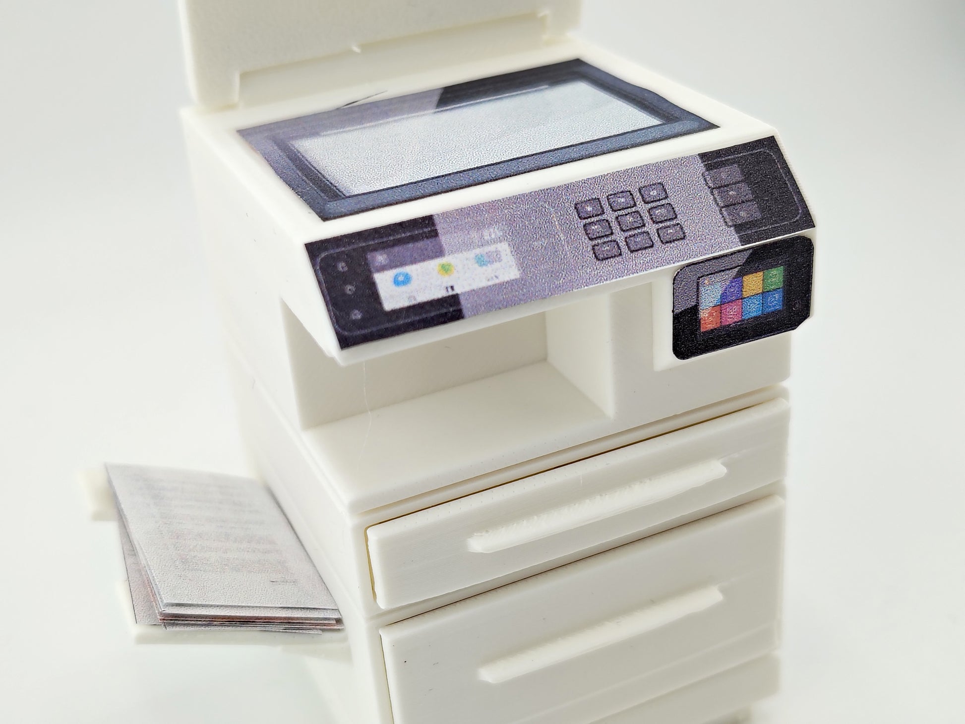 High quality Office Printer STL file for 1:12 dollhouse print and documents included, office equipment, office diorama