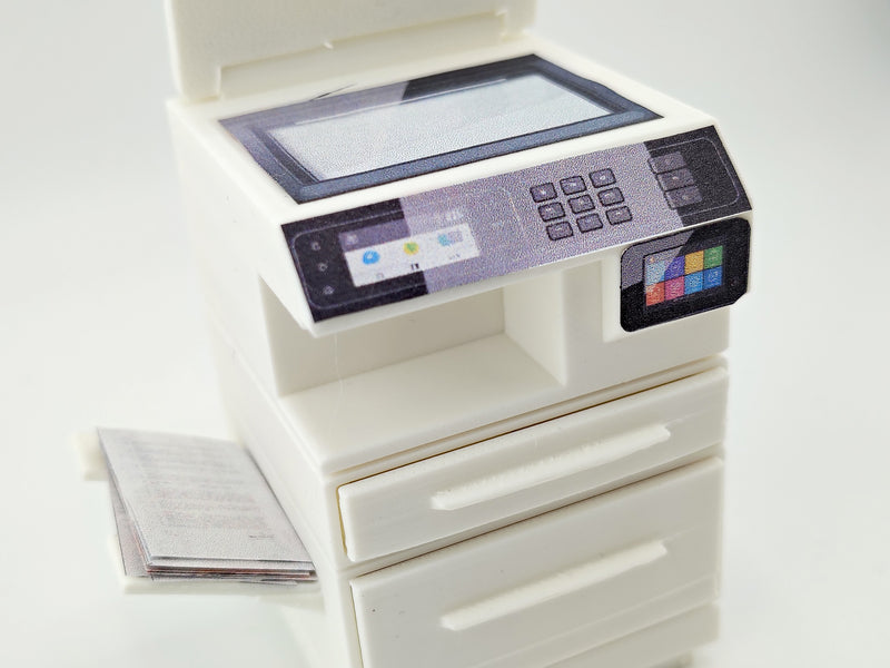 High quality Office Printer STL file for 1:12 dollhouse print and documents included, office equipment, office diorama