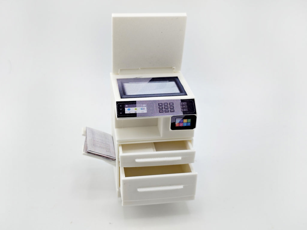 High quality Office Printer STL file for 1:12 dollhouse print and documents included, office equipment, office diorama