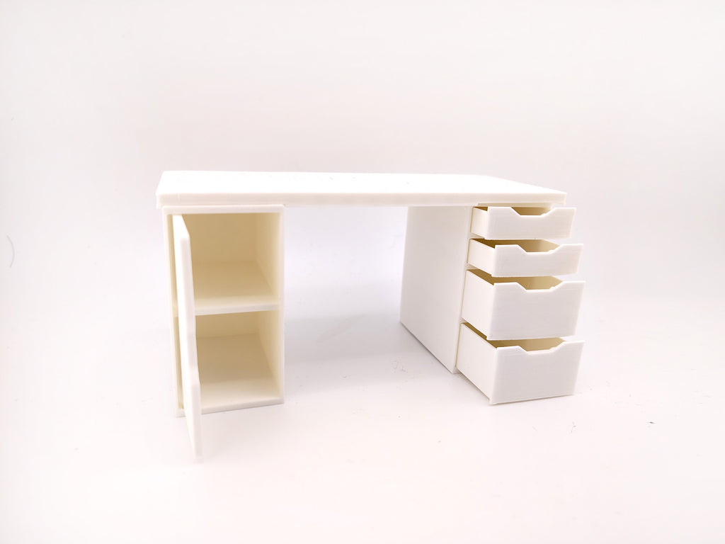 1:12 Office desk, crafter drawer STL file for dollhouse print,