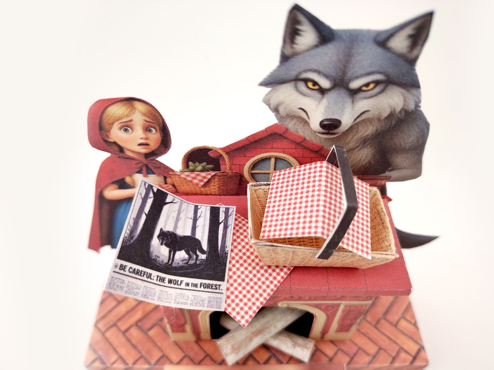 PickScene the little red riding hood paper Stand with Story book and story character
