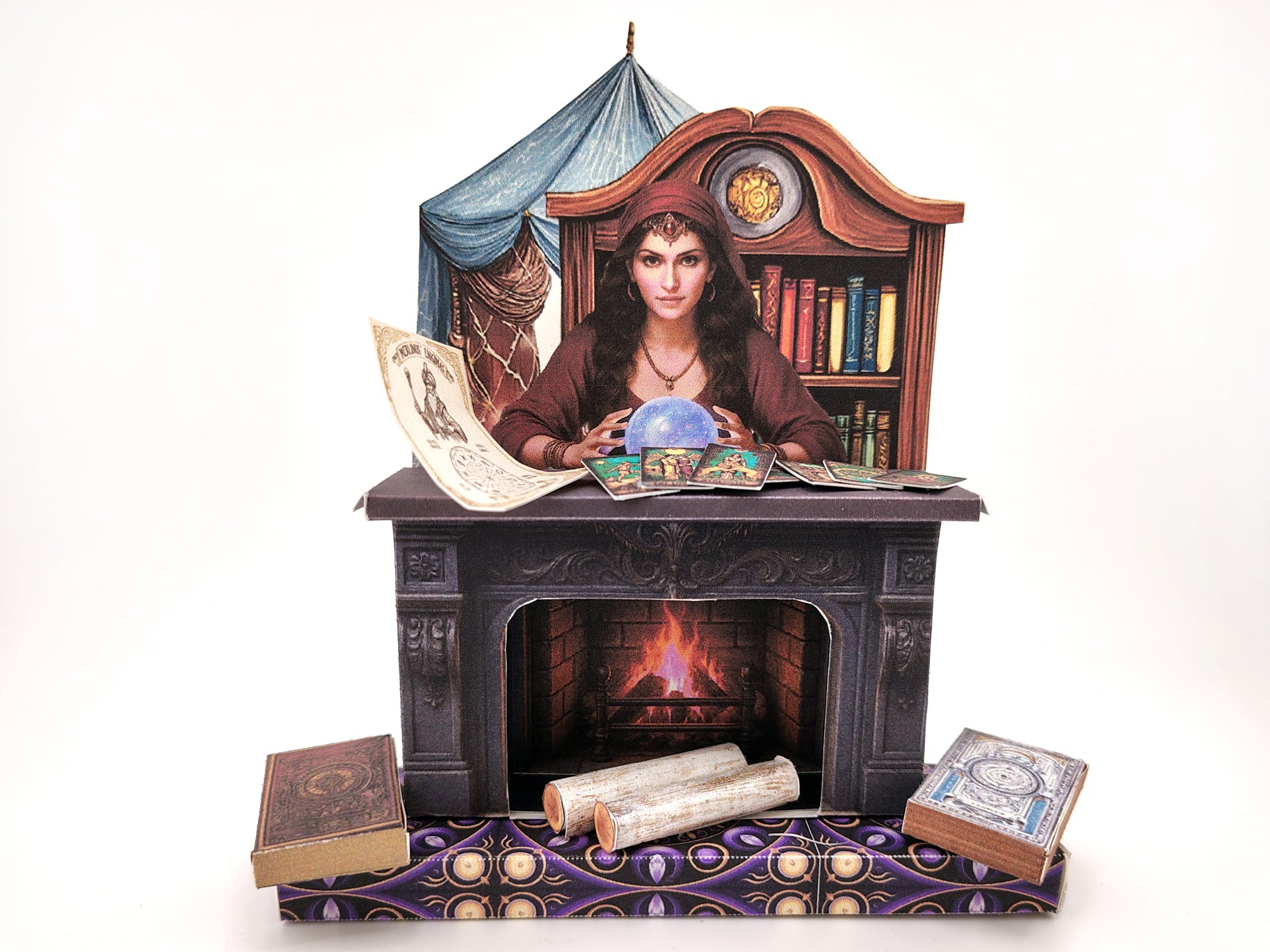 Fortune teller fireplace stand, papercraft DIY Miniature Kit (Instant Download)