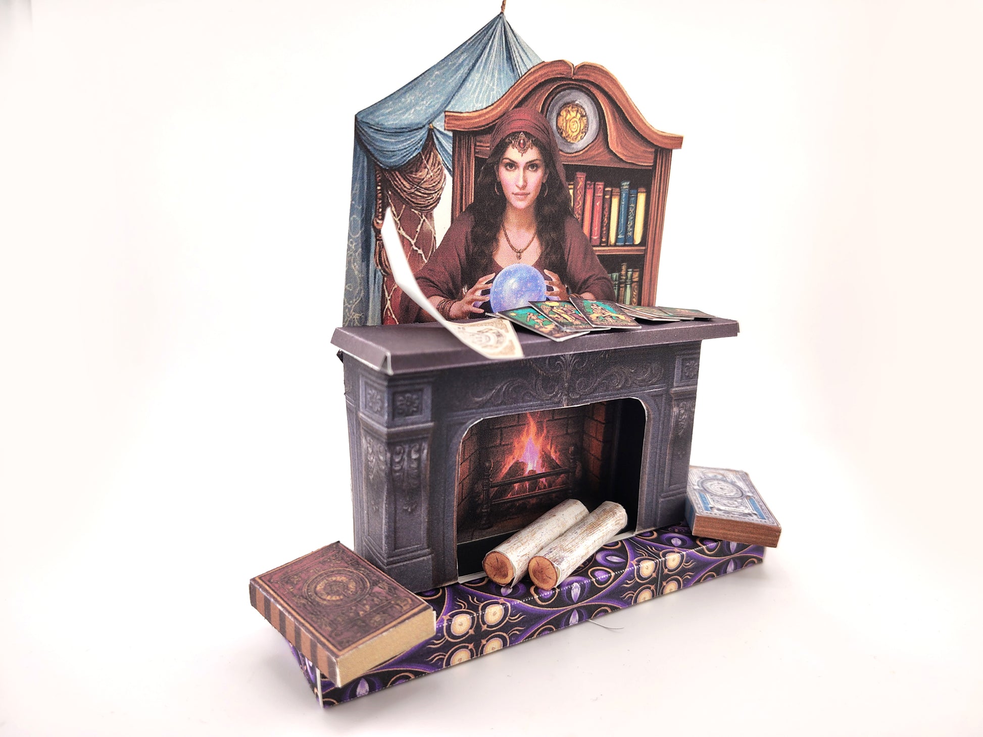 Fortune teller fireplace stand, papercraft DIY Miniature Kit (Instant Download)