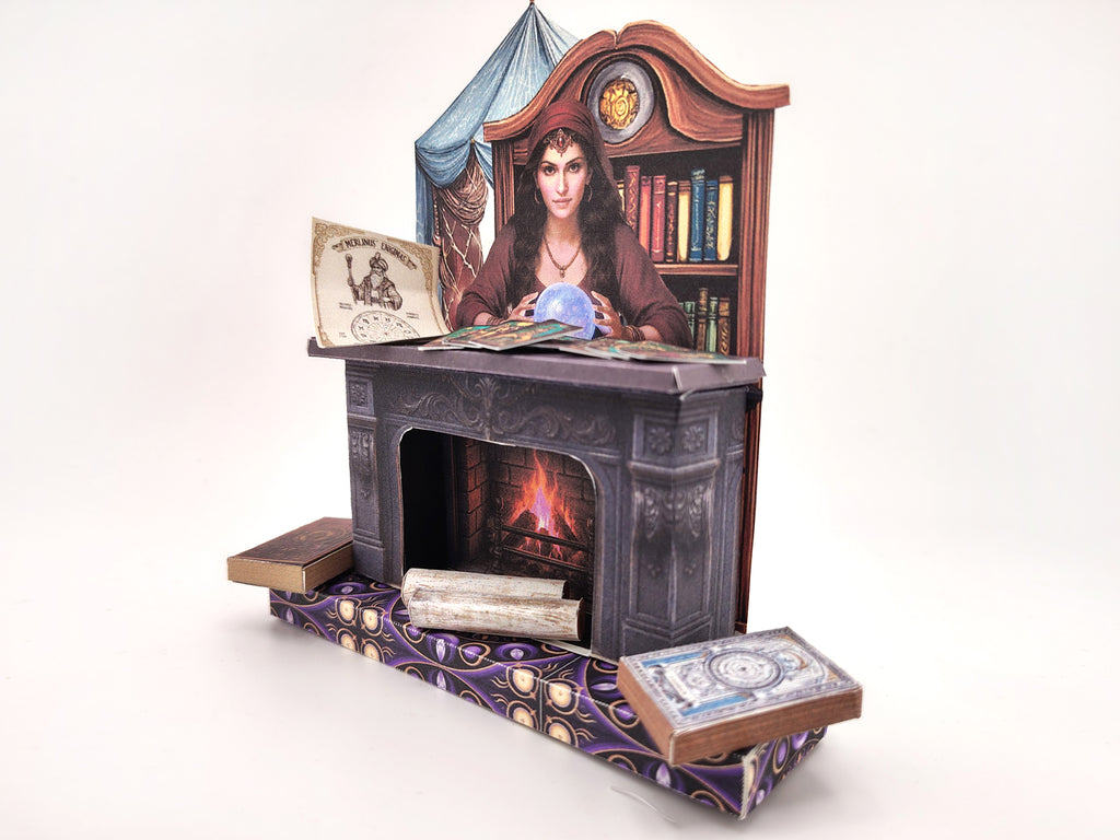Fortune teller fireplace stand, papercraft DIY Miniature Kit (Instant Download)