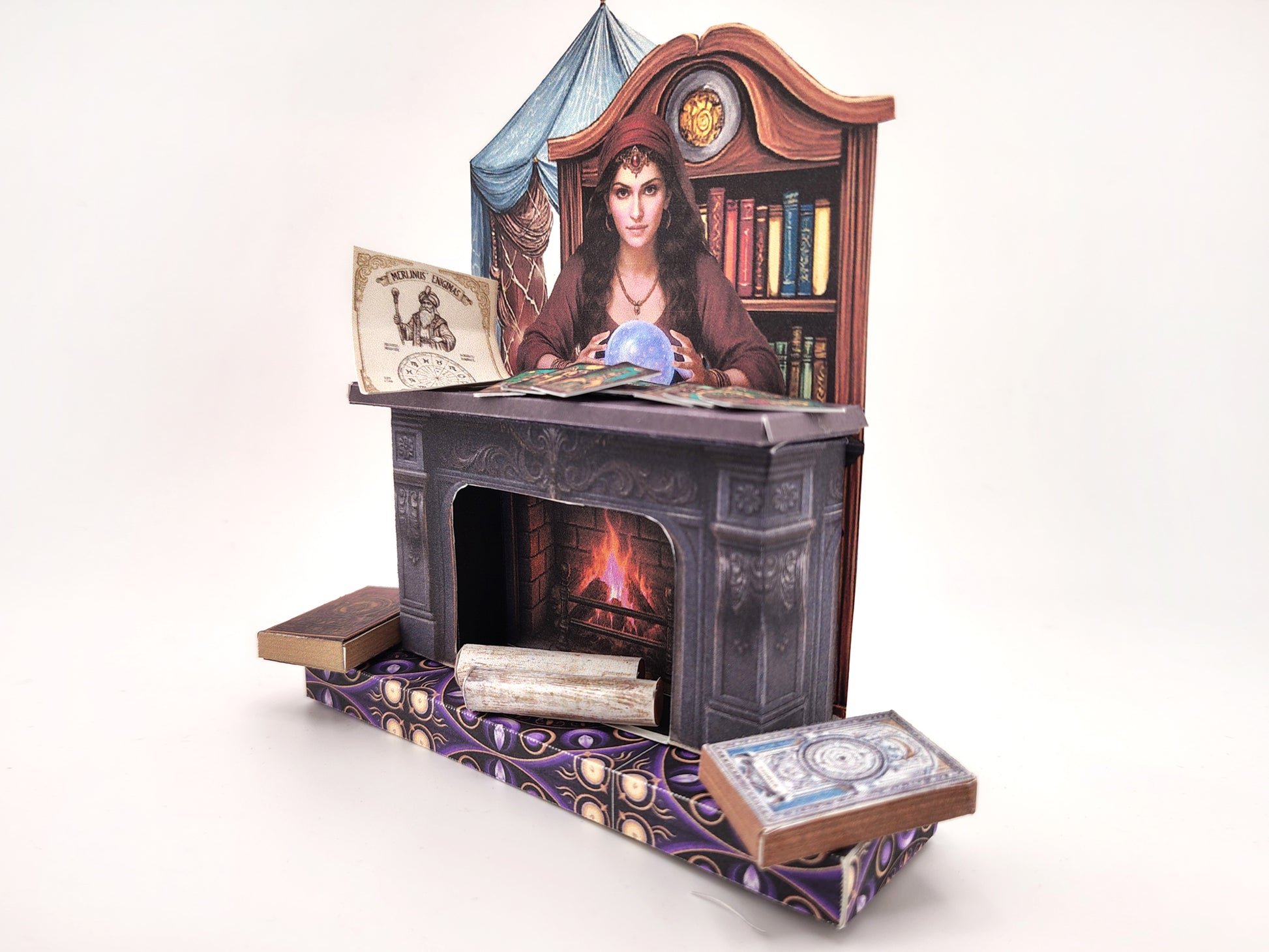 Fortune teller fireplace stand, papercraft DIY Miniature Kit (Instant Download)