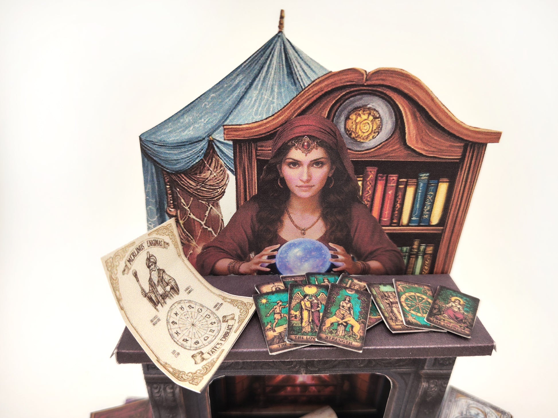 Fortune teller fireplace stand, papercraft DIY Miniature Kit (Instant Download)