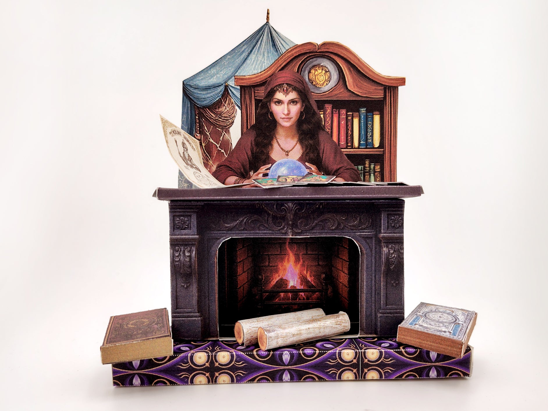Fortune teller fireplace stand, papercraft DIY Miniature Kit (Instant Download)