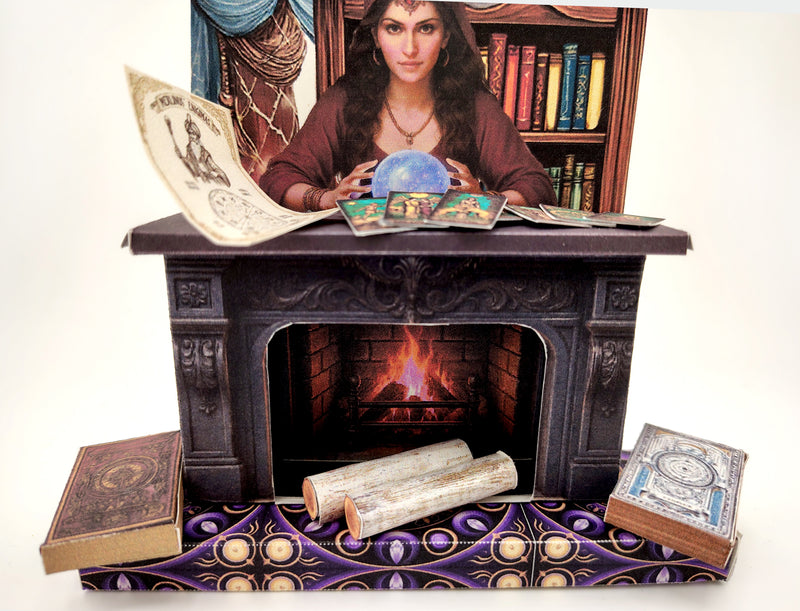 Fortune teller fireplace stand, papercraft DIY Miniature Kit (Instant Download)