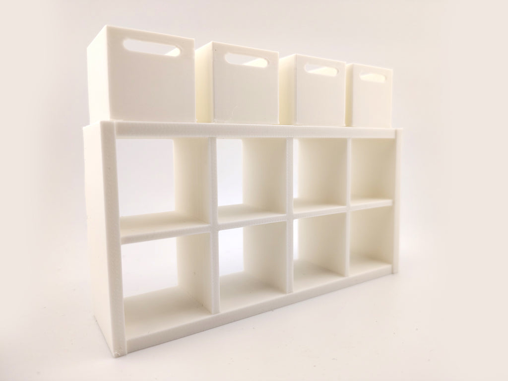 1:12 book shelf and organizers for office and home, three books are included, office equipment, office diorama