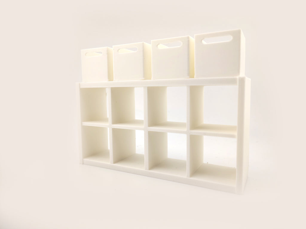 1:12 book shelf and organizers for office and home, three books are included, office equipment, office diorama