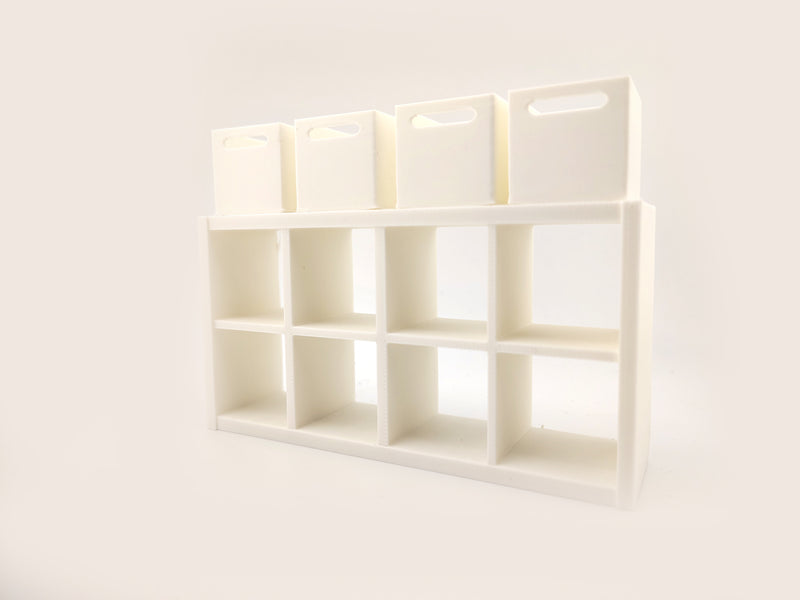1:12 book shelf and organizers for office and home, three books are included, office equipment, office diorama
