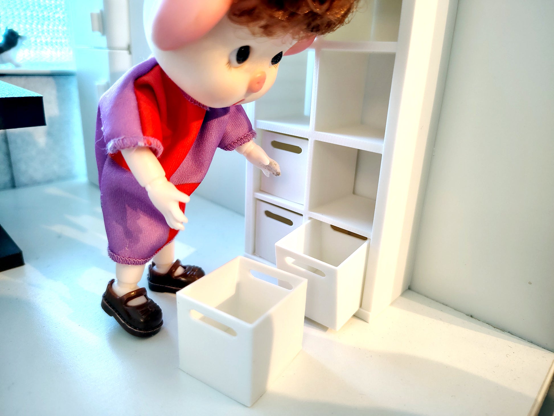1:12 book shelf and organizers for office and home, three books are included, office equipment, office diorama