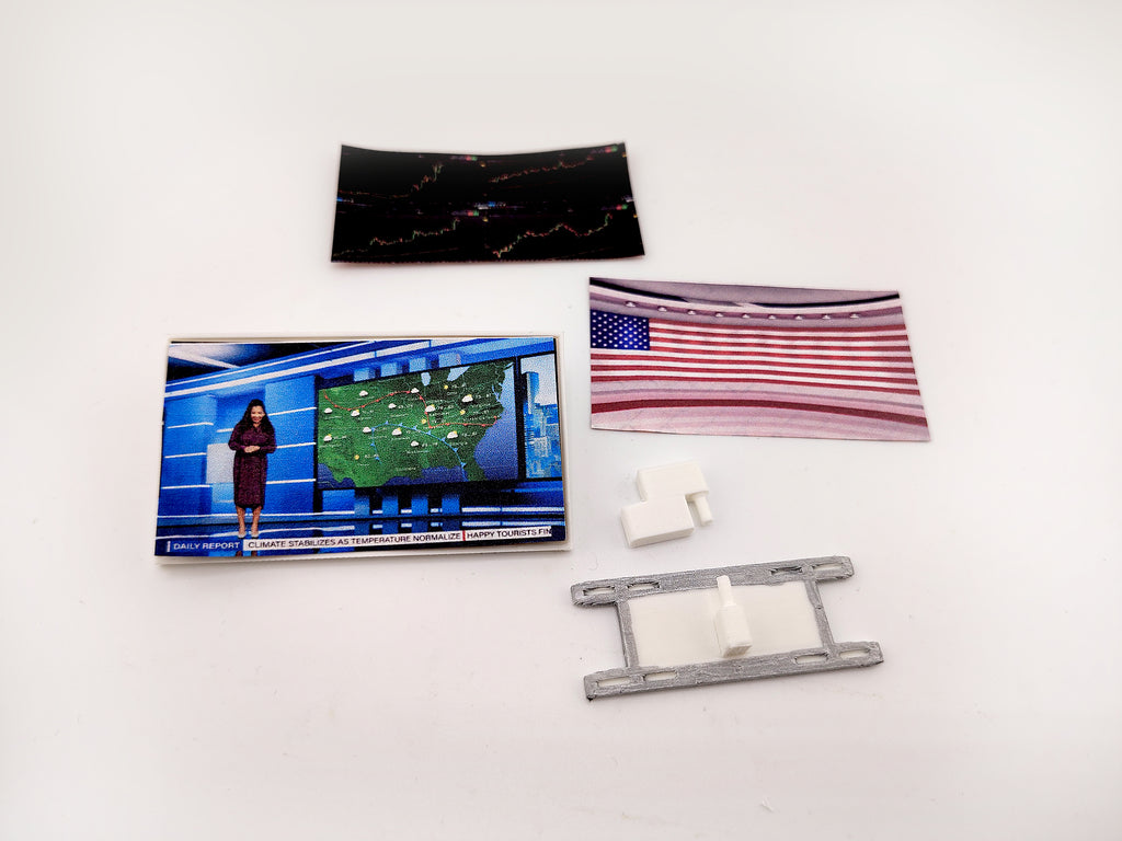 1:12 moveable TV display and switch wall mount 3D print STL File for dollhouse prints are included, office appliance