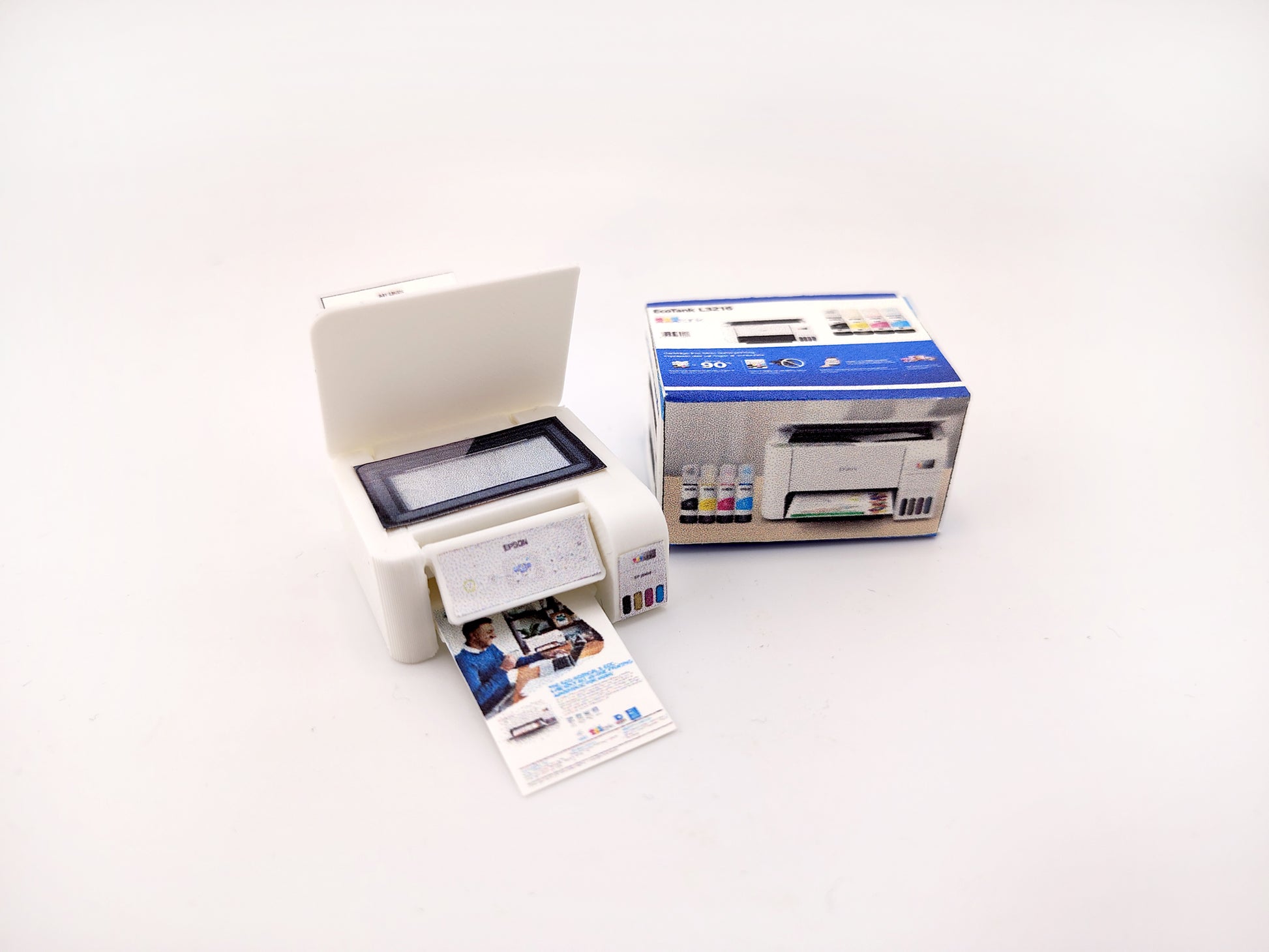 1:12 Ecotank printer for small office and home, books and prints are included, office equipment, office diorama